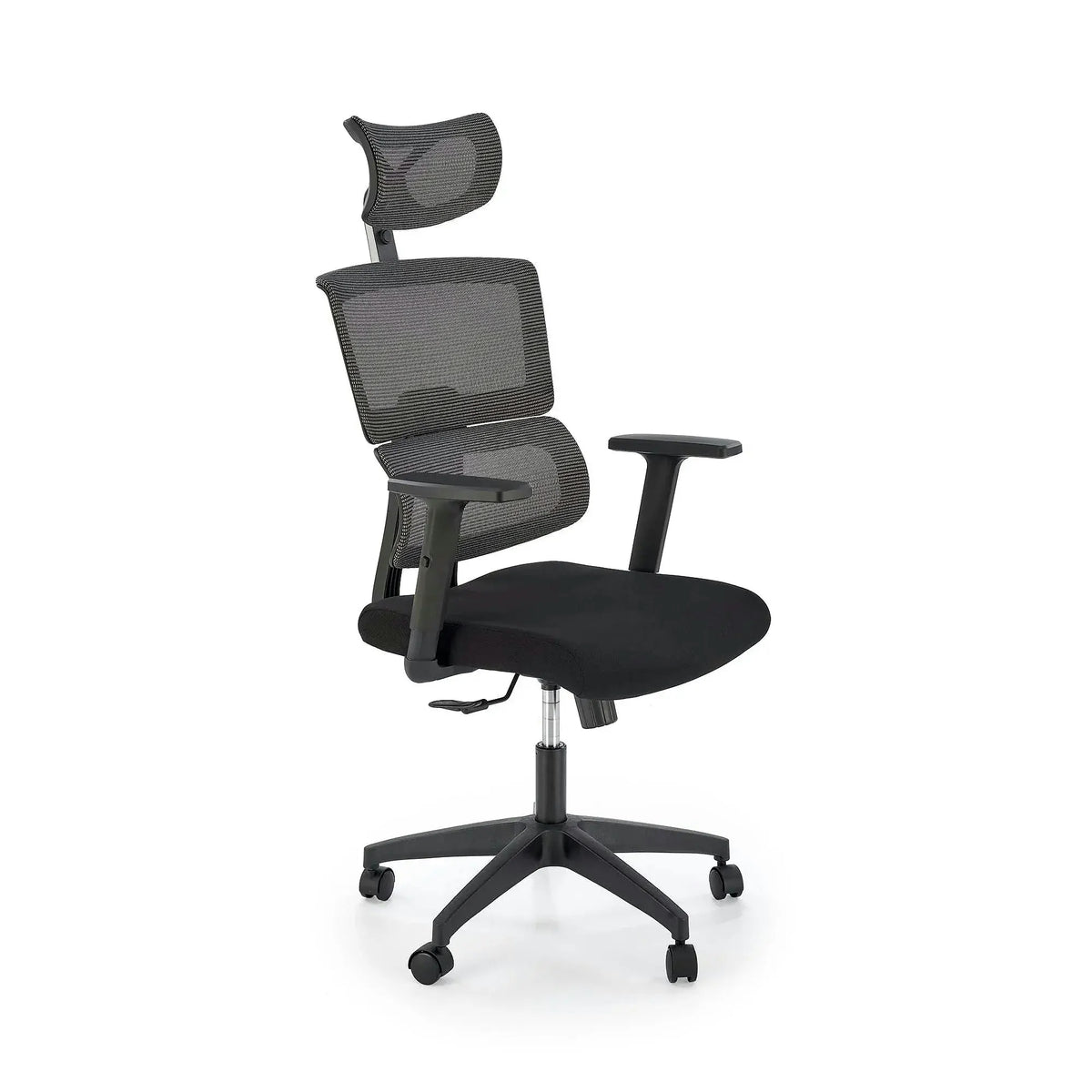 Scaun birou PABLO, negru/gri, stofa/plasa, 64x67x118/127 cm
