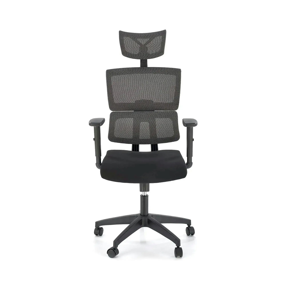 Scaun birou PABLO, negru/gri, stofa/plasa, 64x67x118/127 cm