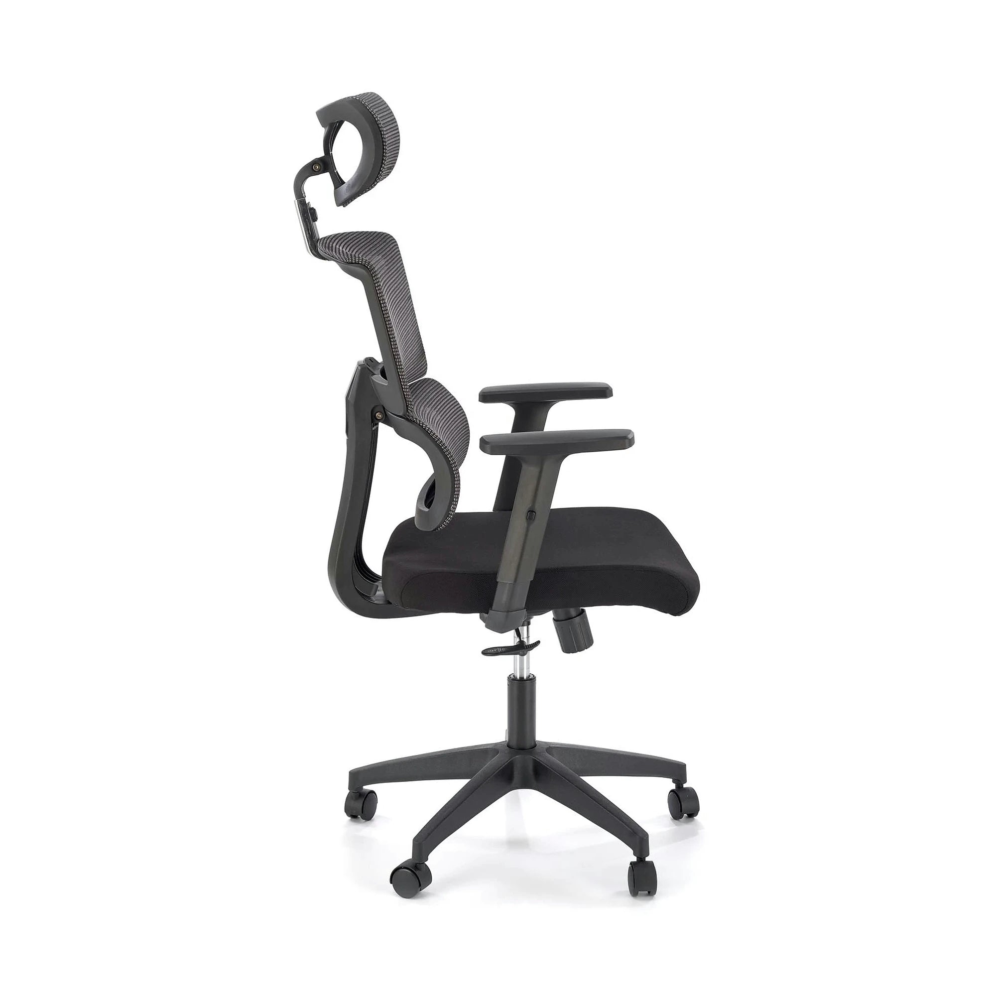 Scaun birou PABLO, negru/gri, stofa/plasa, 64x67x118/127 cm