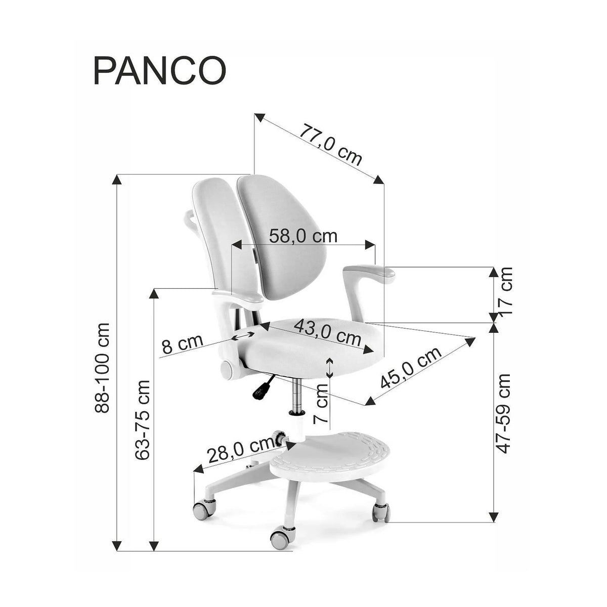 Scaun birou PANCO, albstru deschis/bej, stofa/polipropilena, 58x77x88/100 cm