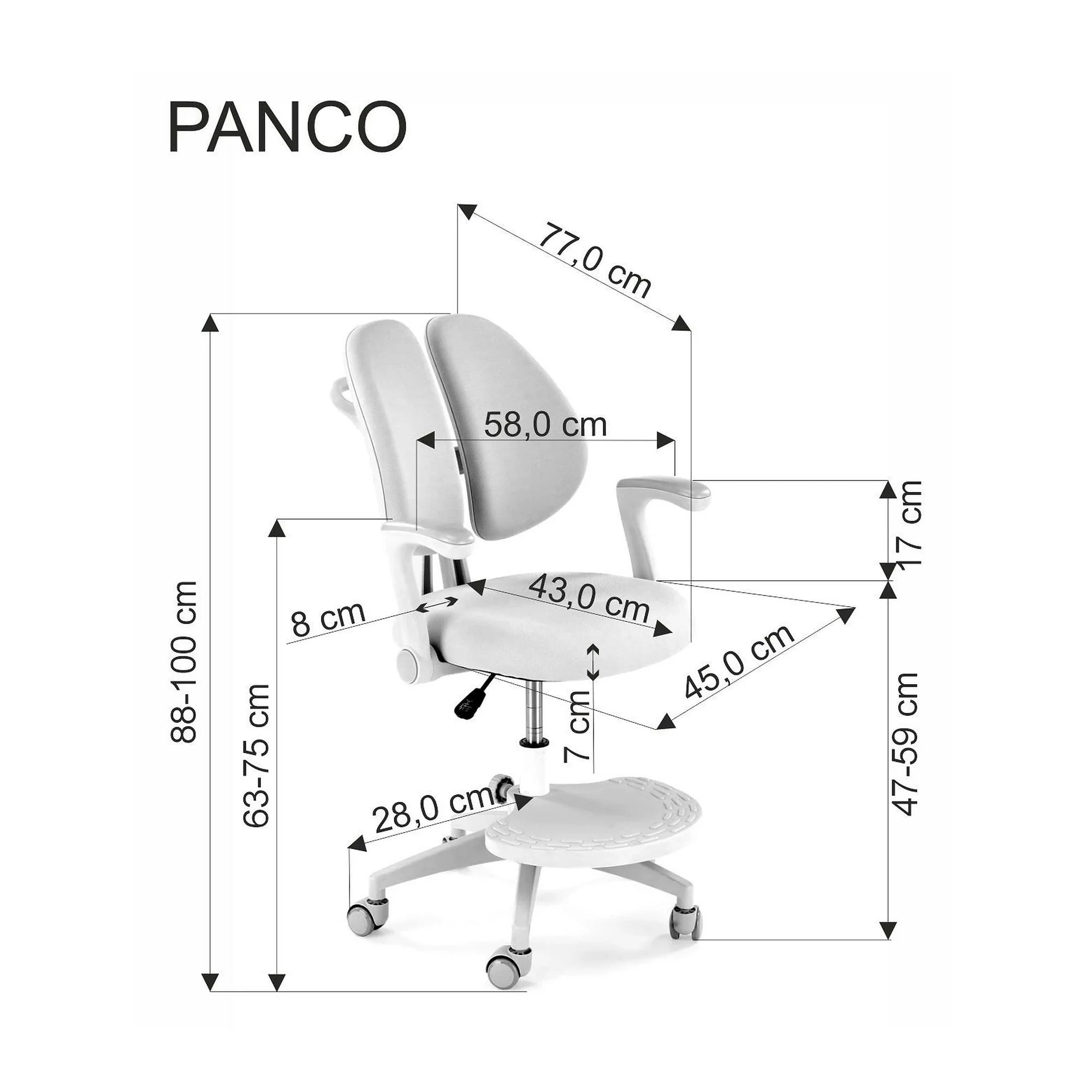 Scaun birou PANCO, albstru deschis/bej, stofa/polipropilena, 58x77x88/100 cm