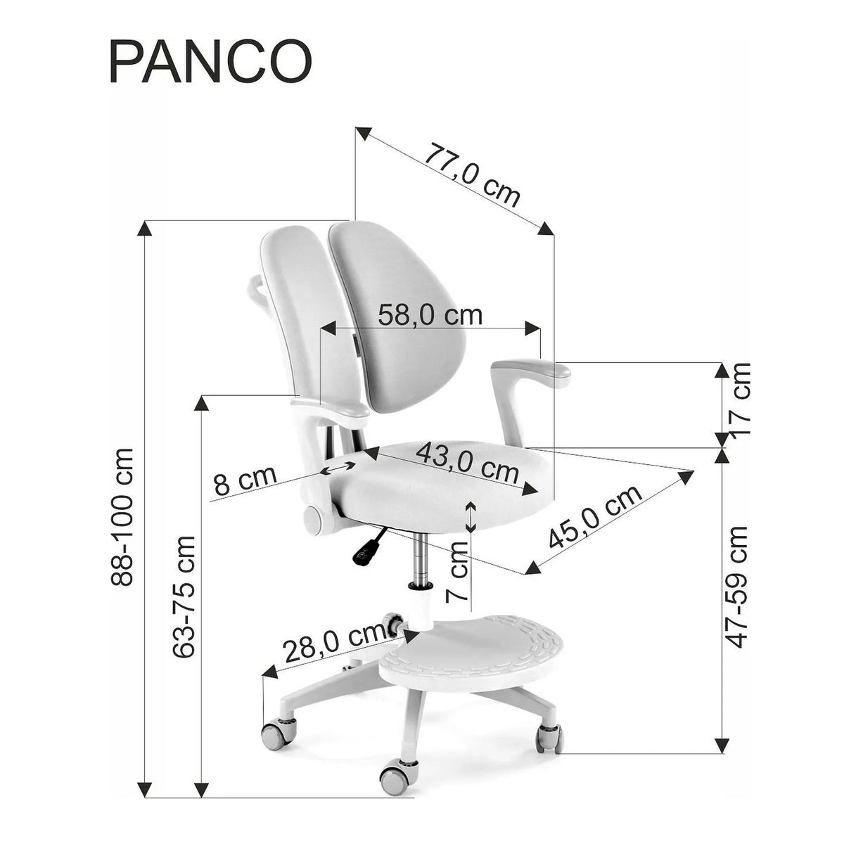 Scaun birou PANCO, albstru deschis/bej, stofa/polipropilena, 58x77x88/100 cm