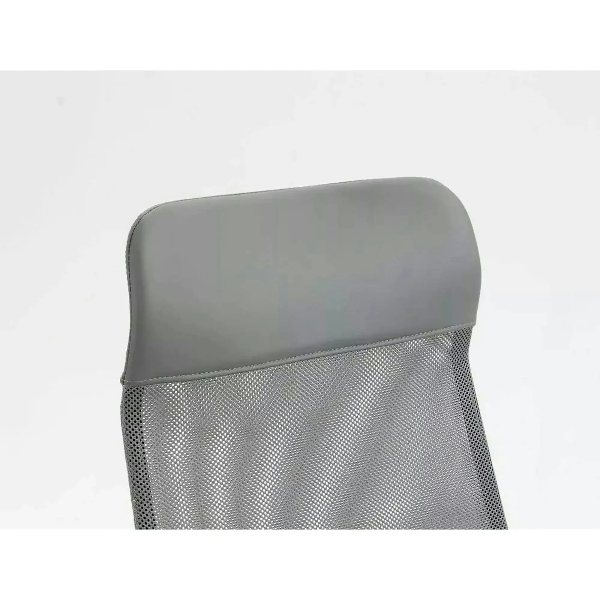 Scaun birou Q-026, gri, piele ecologica/plasa, 59x48x107/117 cm