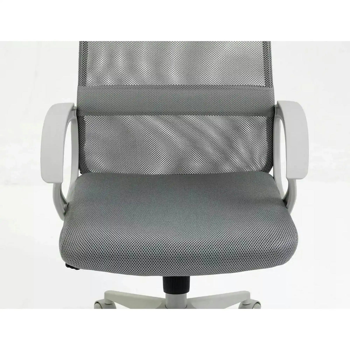 Scaun birou Q-026, gri, piele ecologica/plasa, 59x48x107/117 cm