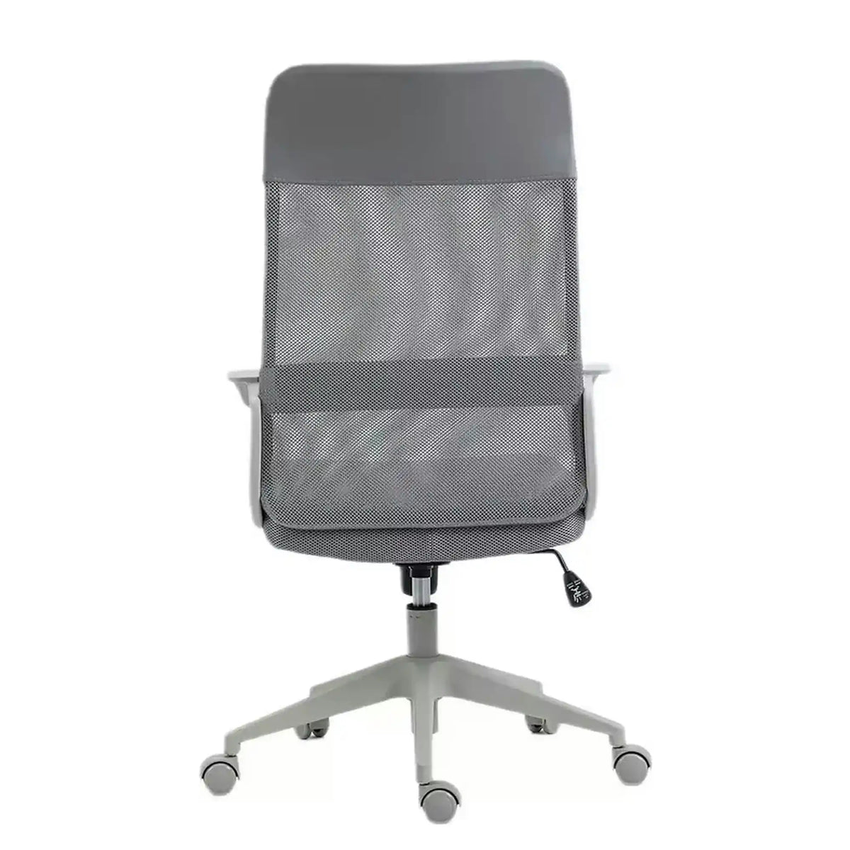 Scaun birou Q-026, gri, piele ecologica/plasa, 59x48x107/117 cm