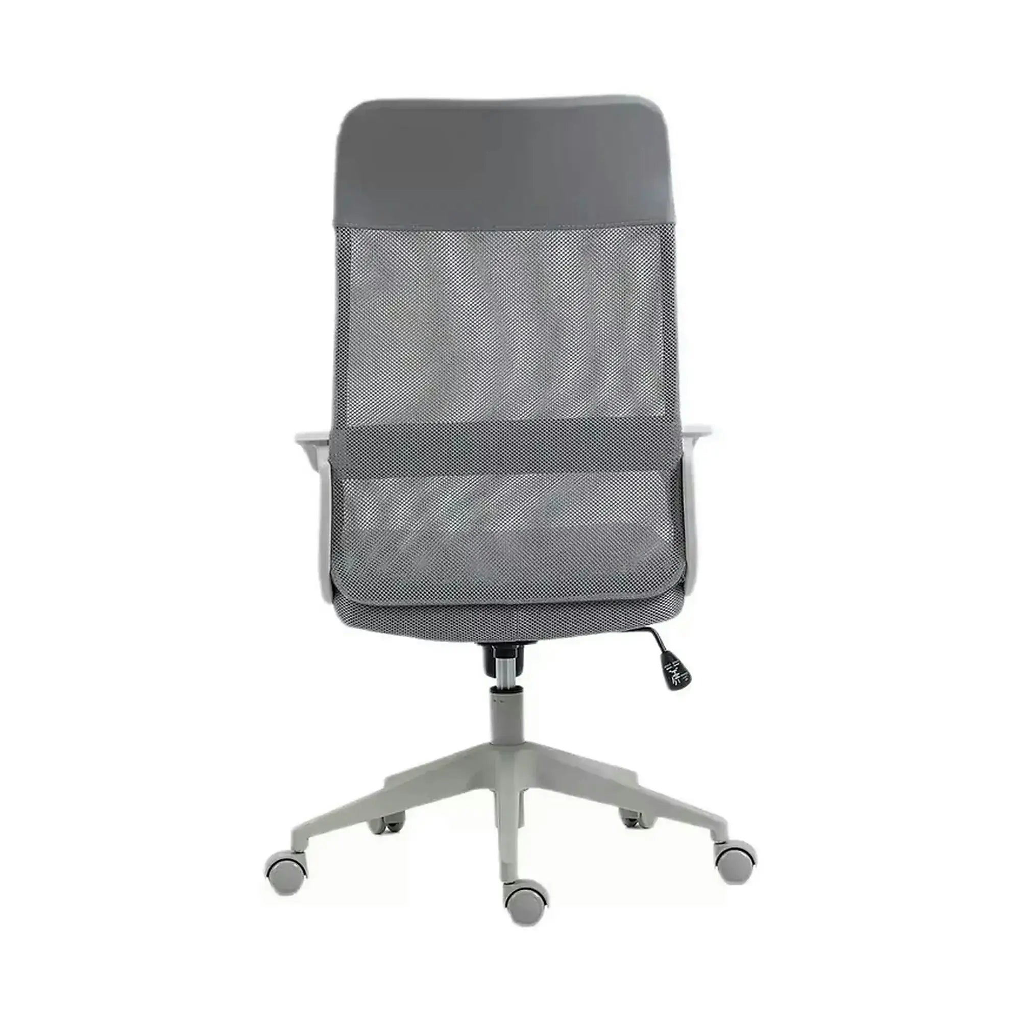 Scaun birou Q-026, gri, piele ecologica/plasa, 59x48x107/117 cm
