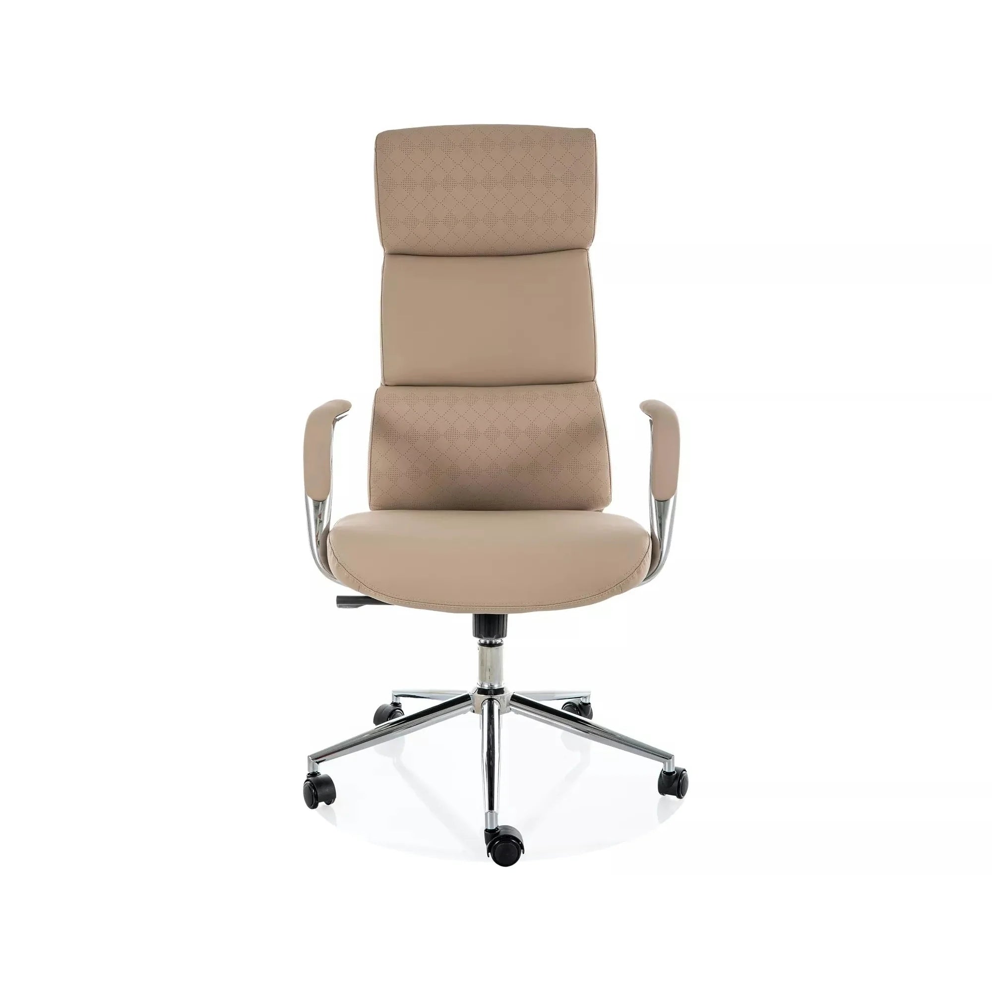 Scaun birou Q-03, bej, piele ecologică, 64x48x119 cm