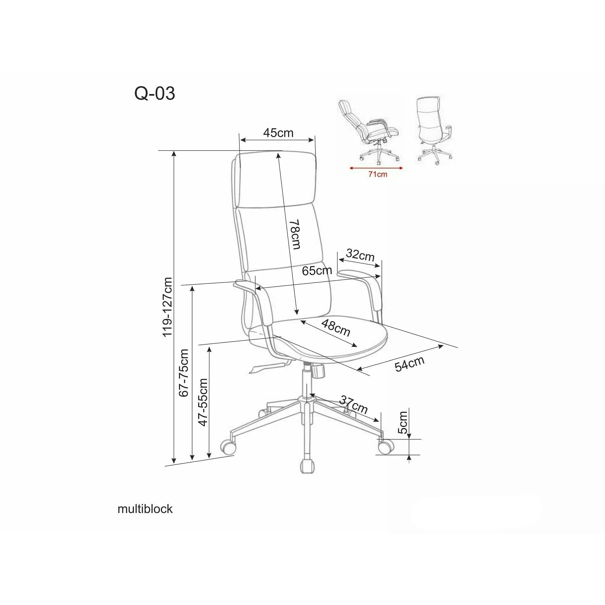 Scaun birou Q-03, bej, piele ecologică, 64x48x119 cm