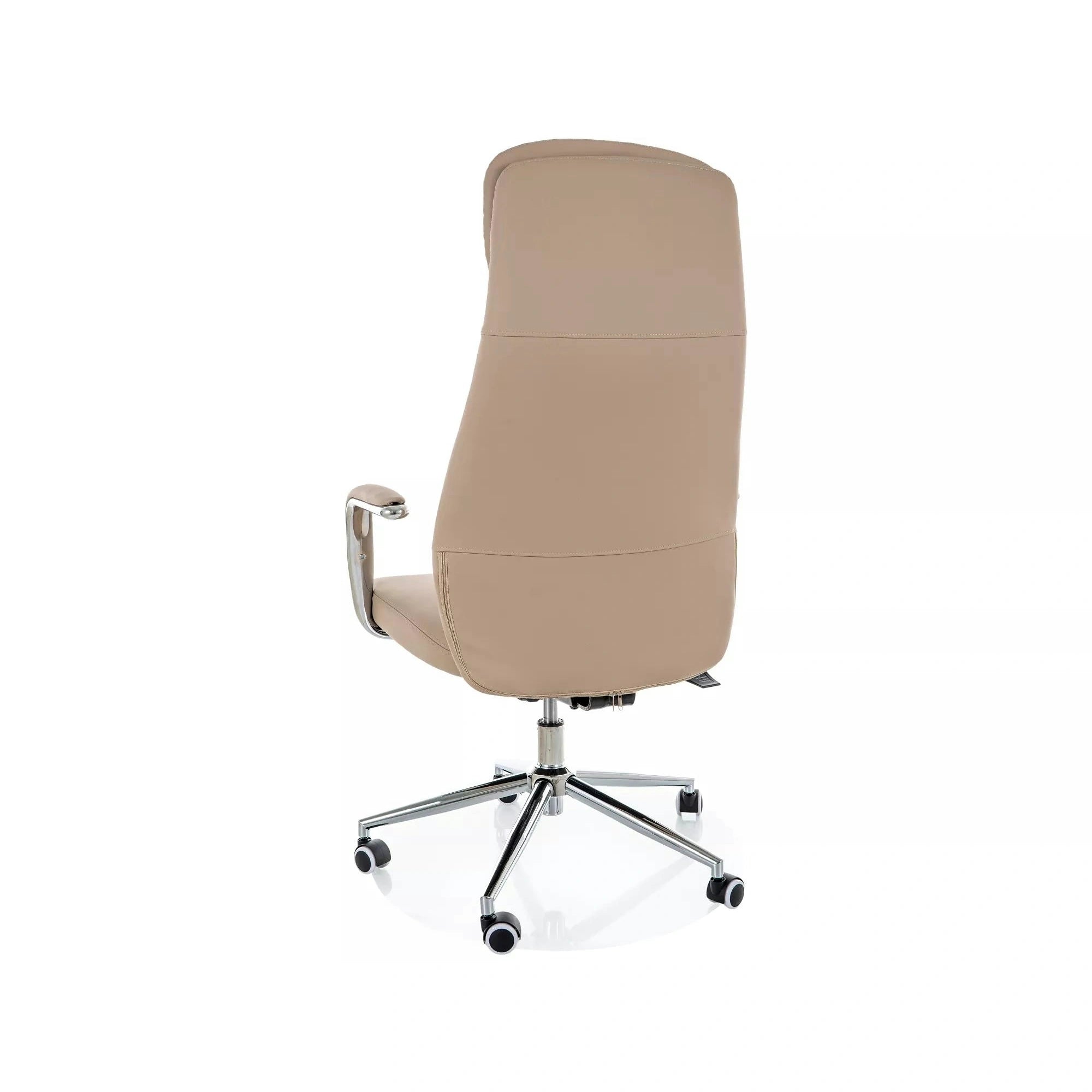 Scaun birou Q-05, bej, piele ecologică, 65x50x117 cm
