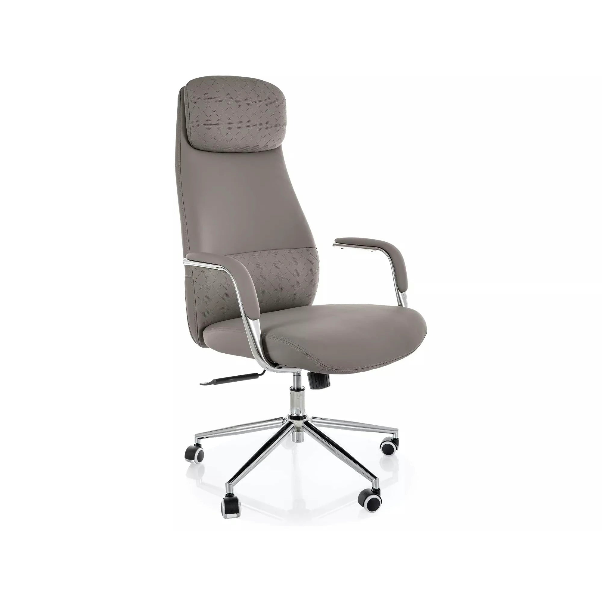 Scaun birou Q-05, gri, piele ecologică, 65x50x117 cm