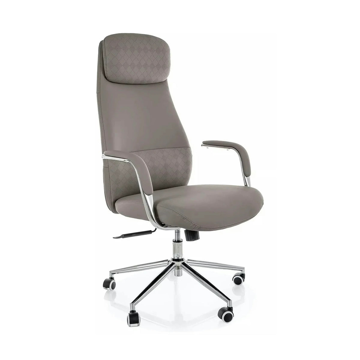 Scaun birou Q-05, gri, piele ecologică, 65x50x117 cm