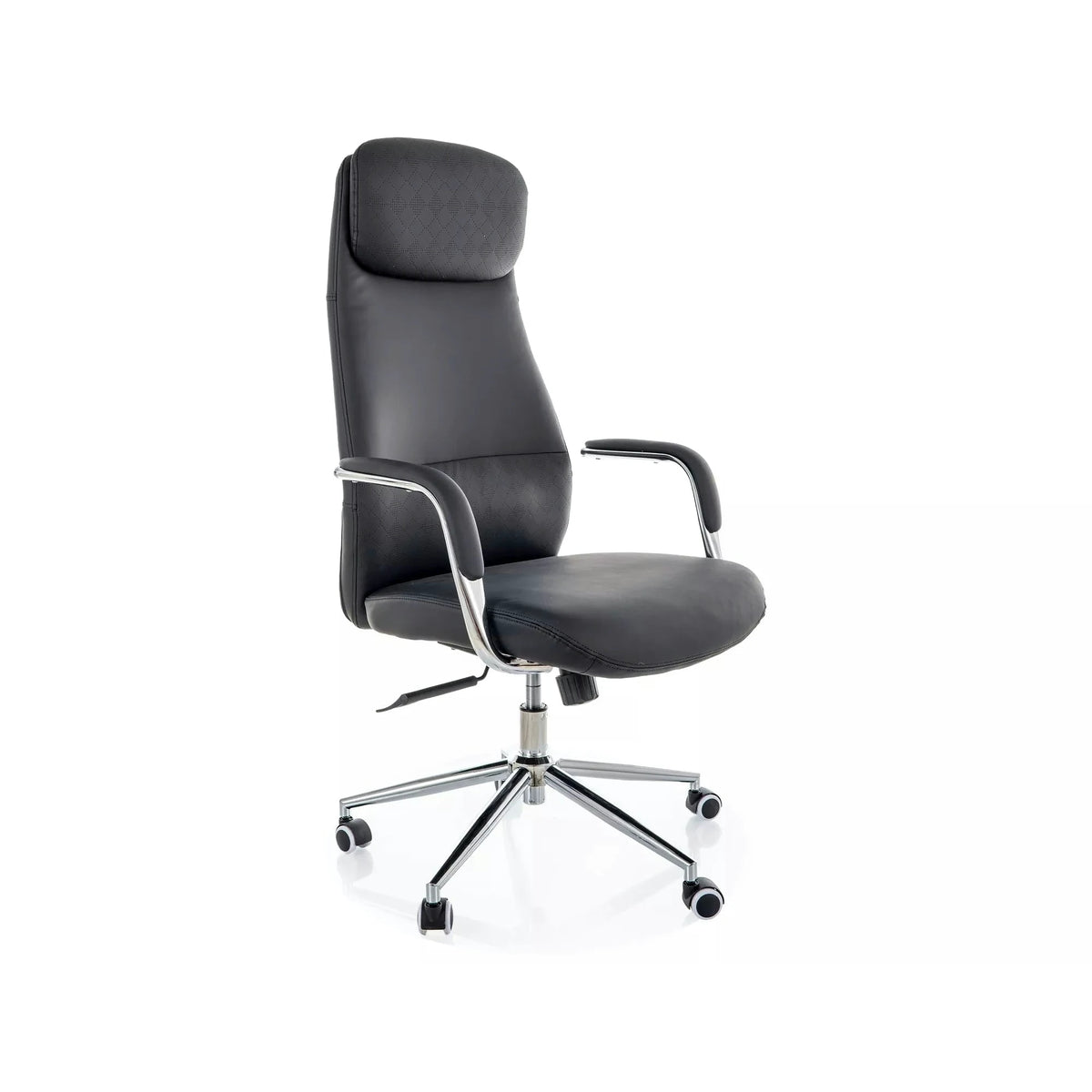 Scaun birou Q-05, negru, piele ecologică, 65x50x117 cm