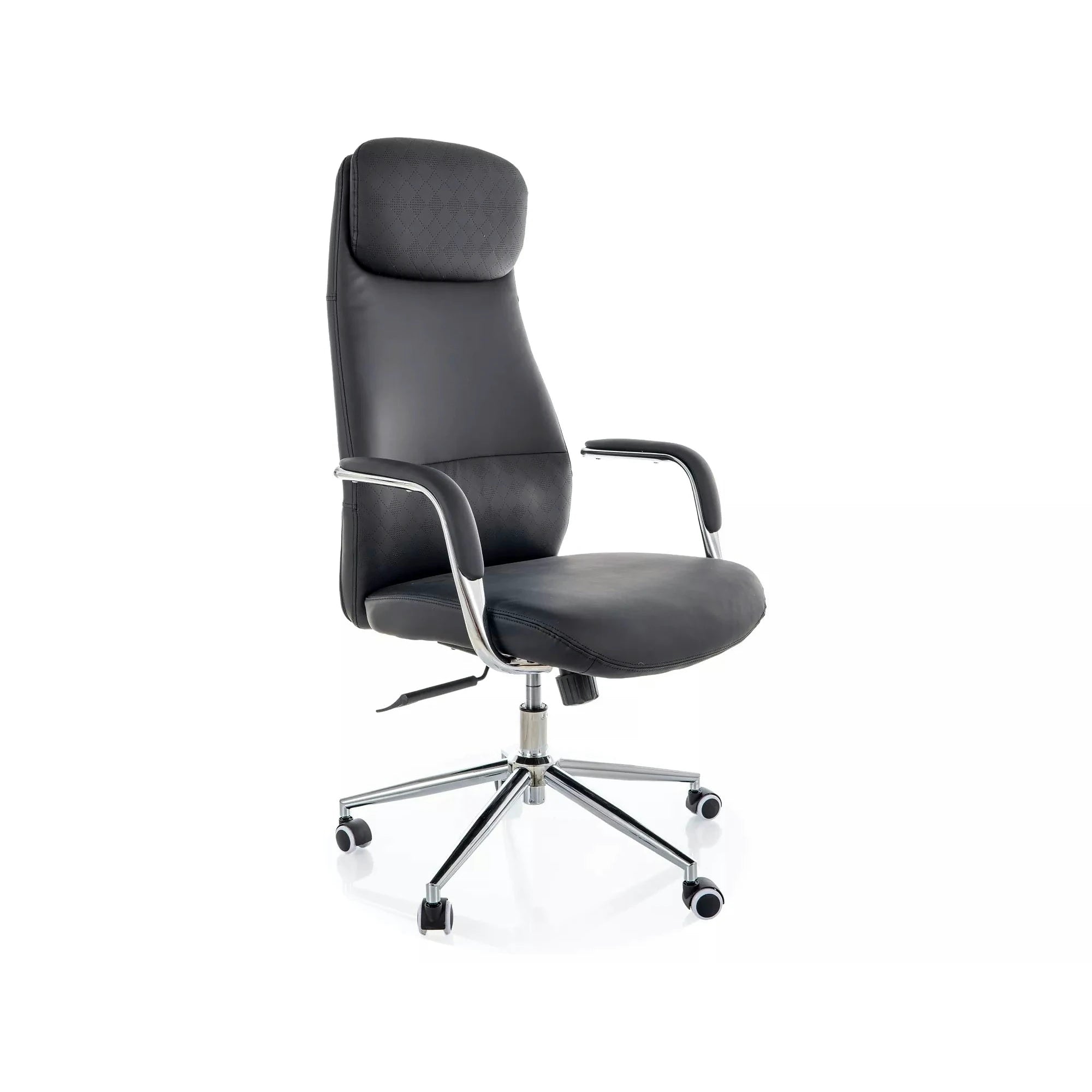 Scaun birou Q-05, negru, piele ecologică, 65x50x117 cm