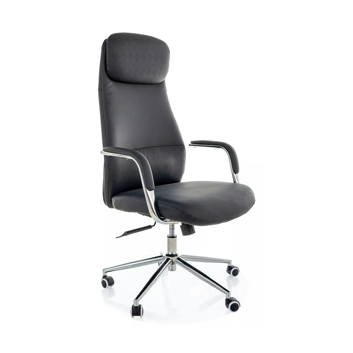 Scaun birou Q-05, negru, piele ecologică, 65x50x117 cm
