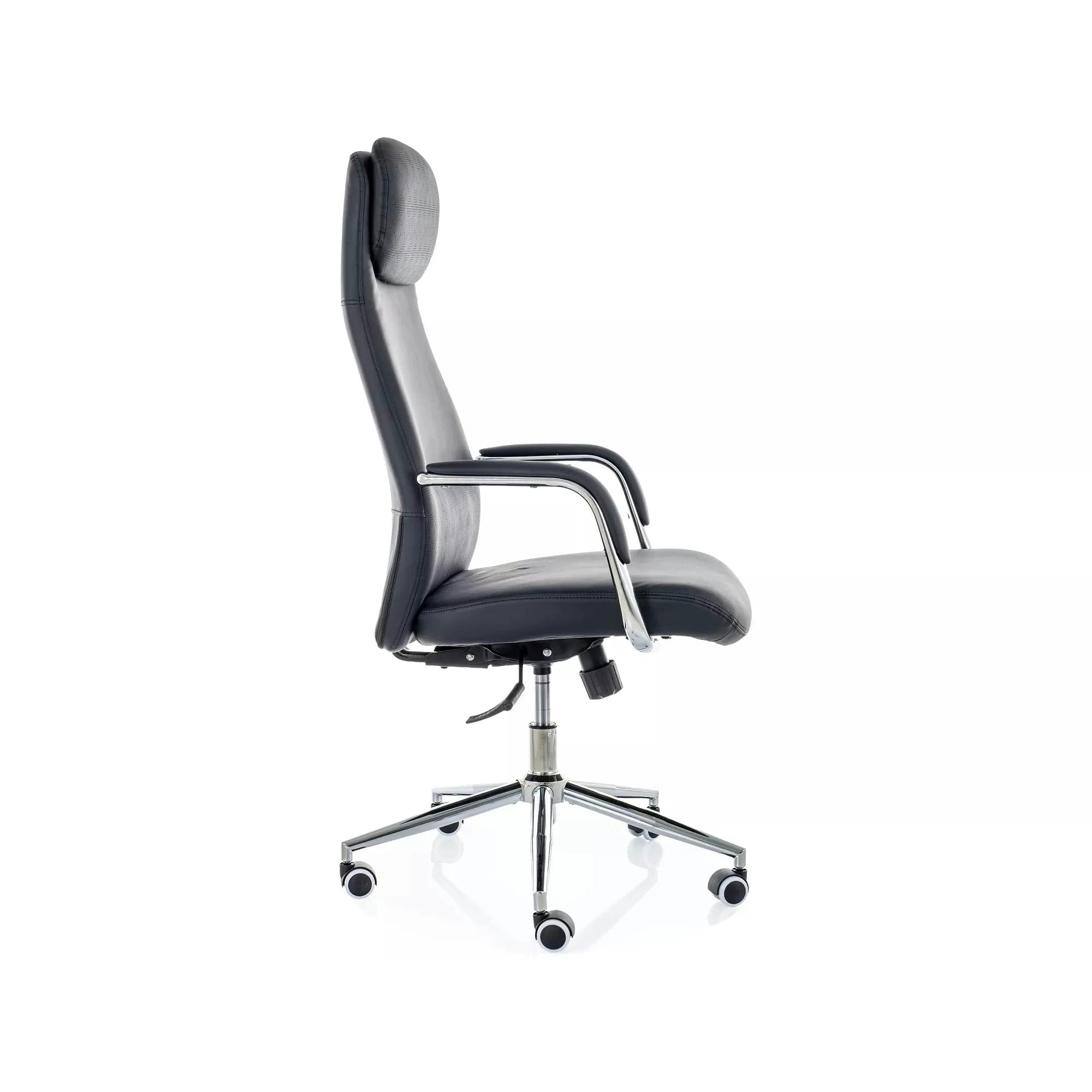 Scaun birou Q-05, negru, piele ecologică, 65x50x117 cm