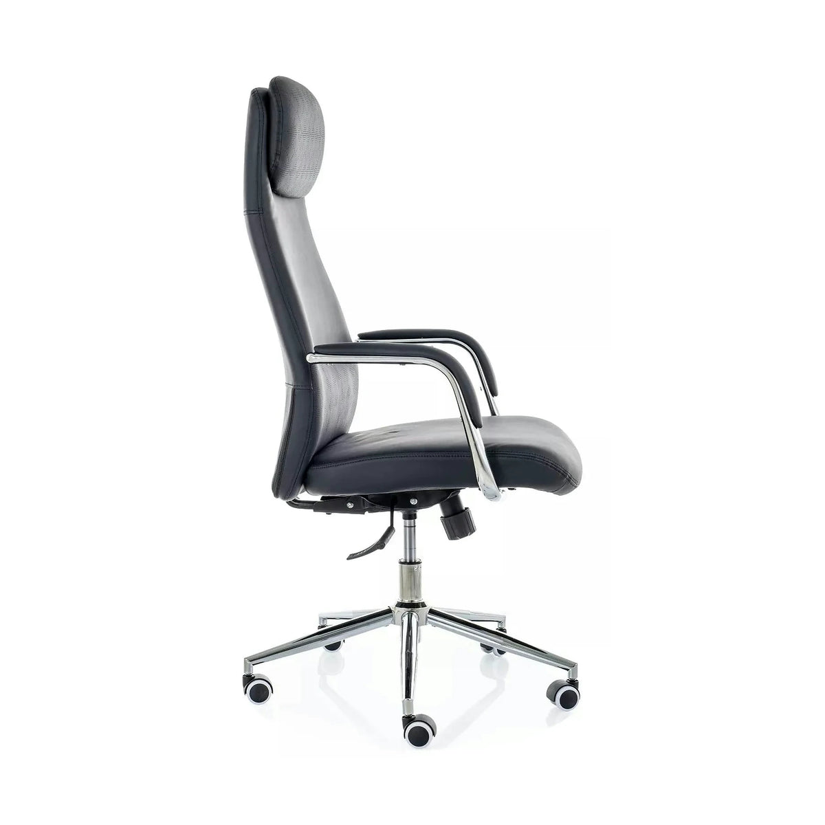 Scaun birou Q-05, negru, piele ecologică, 65x50x117 cm