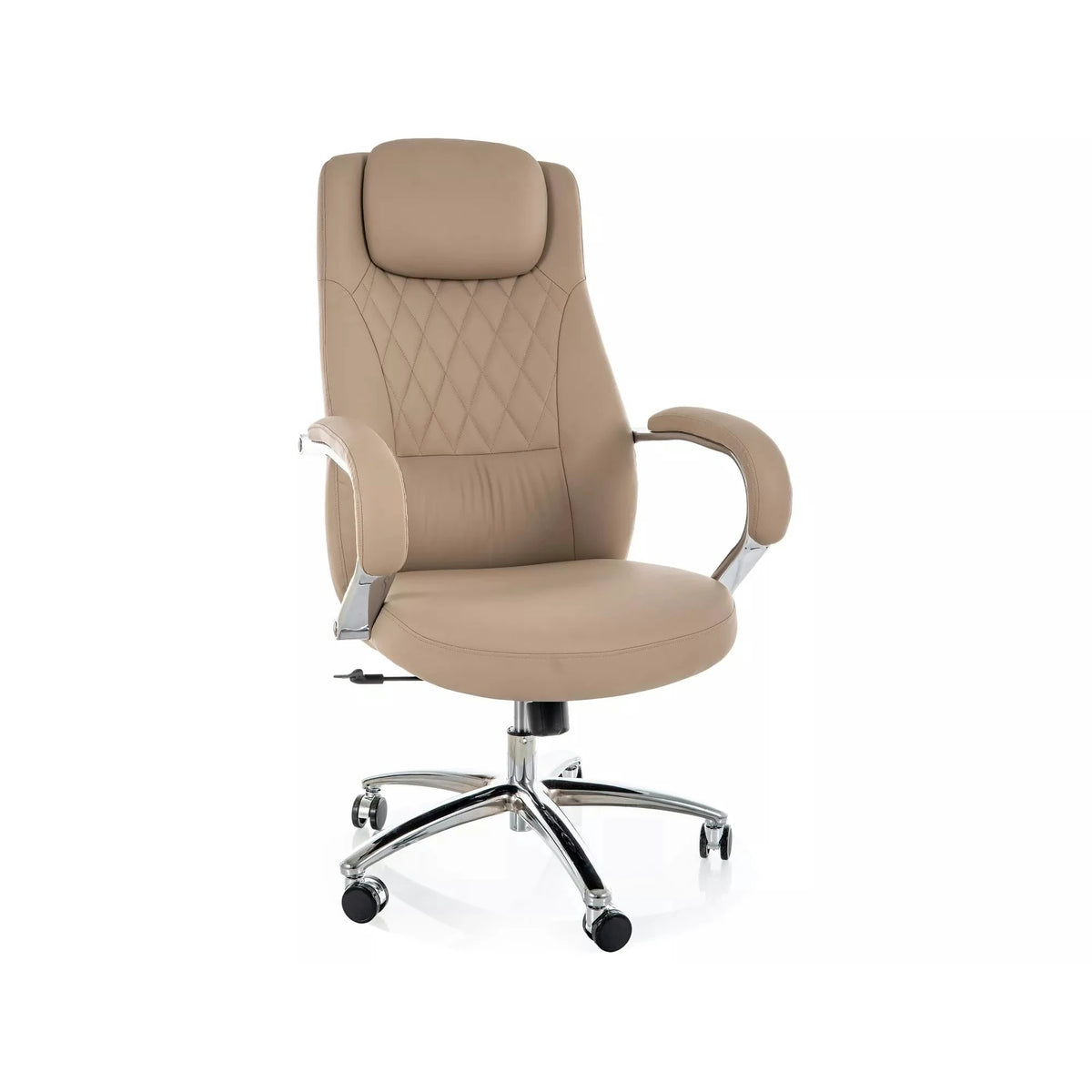 Scaun birou Q-07, bej, piele ecologică, 68x51x116 cm