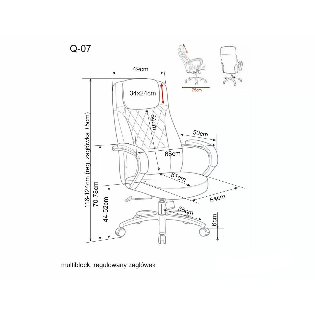Scaun birou Q-07, bej, piele ecologică, 68x51x116 cm
