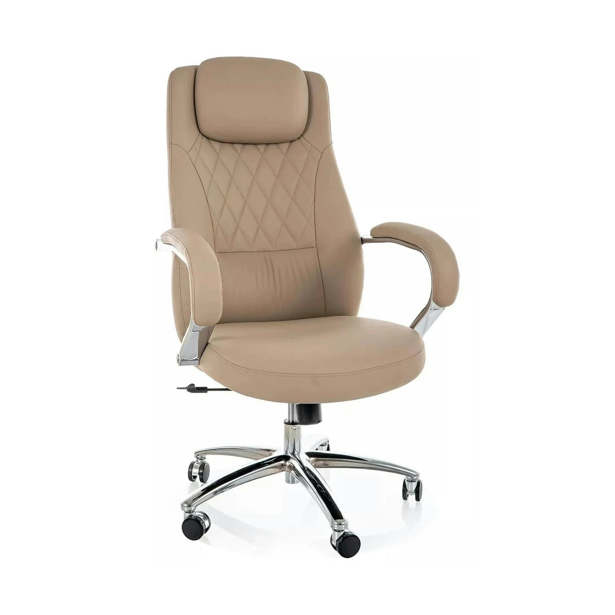 Scaun birou Q-07, bej, piele ecologică, 68x51x116 cm
