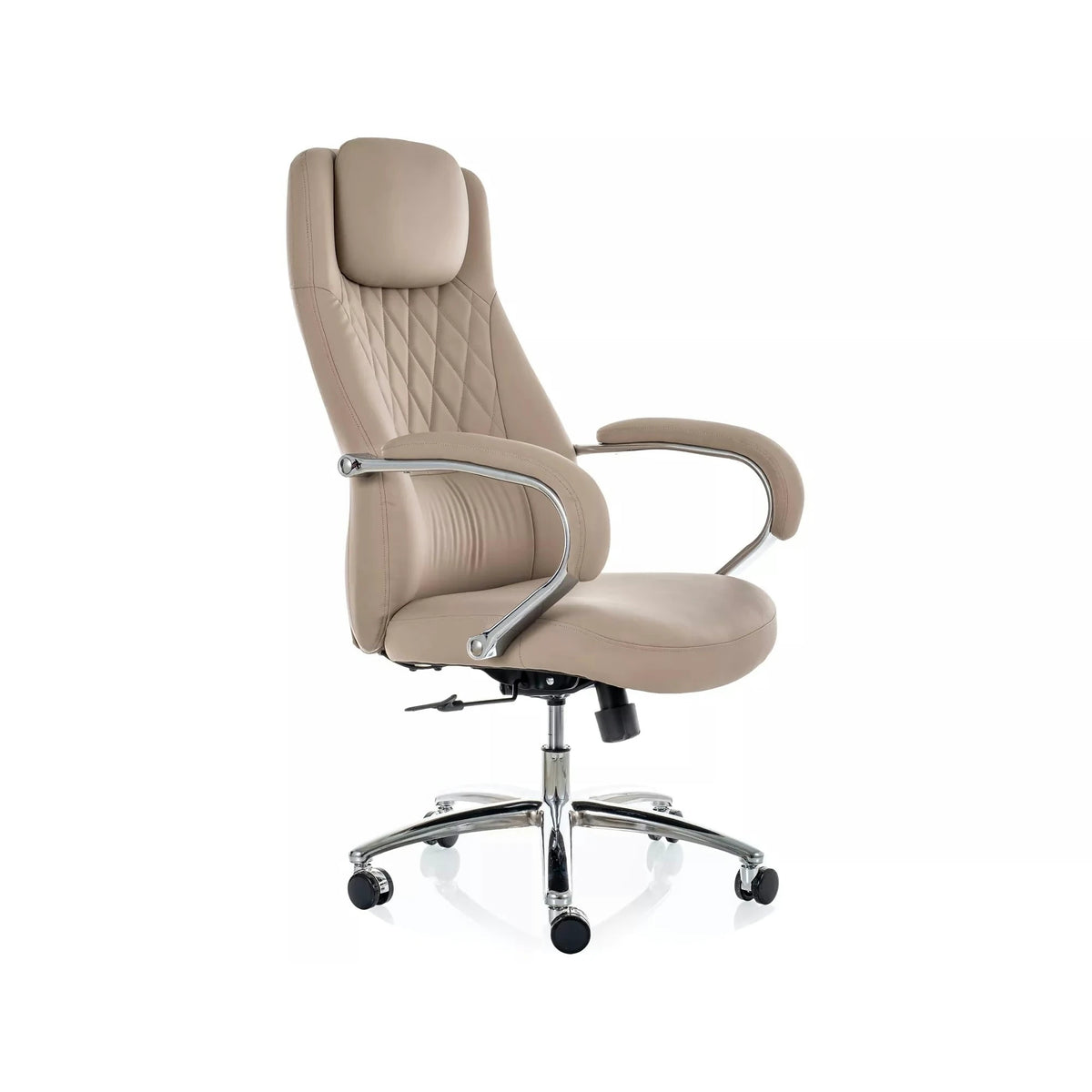 Scaun birou Q-07, bej, piele ecologică, 68x51x116 cm