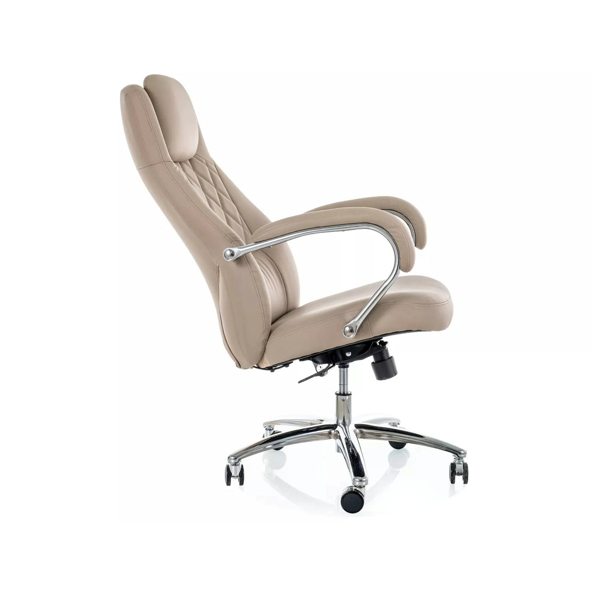 Scaun birou Q-07, bej, piele ecologică, 68x51x116 cm