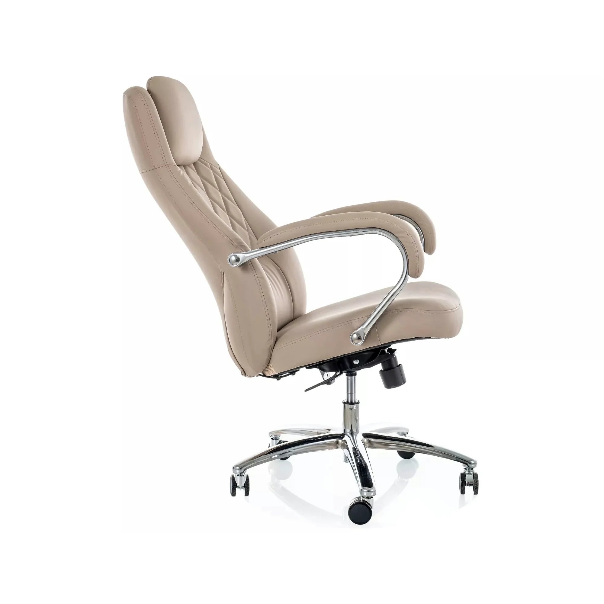 Scaun birou Q-07, bej, piele ecologică, 68x51x116 cm