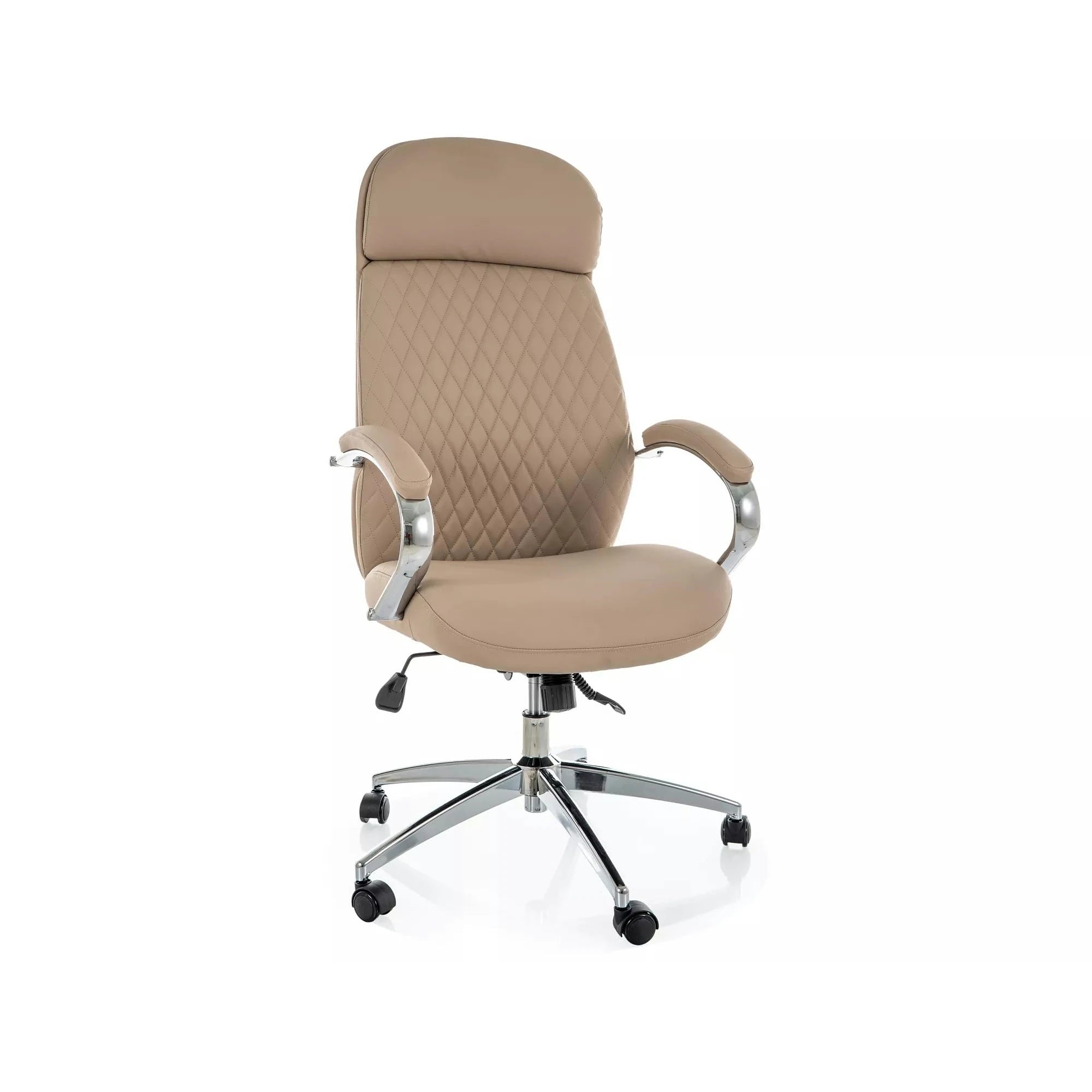 Scaun birou Q-09, bej, piele ecologică, 64x48x118 cm