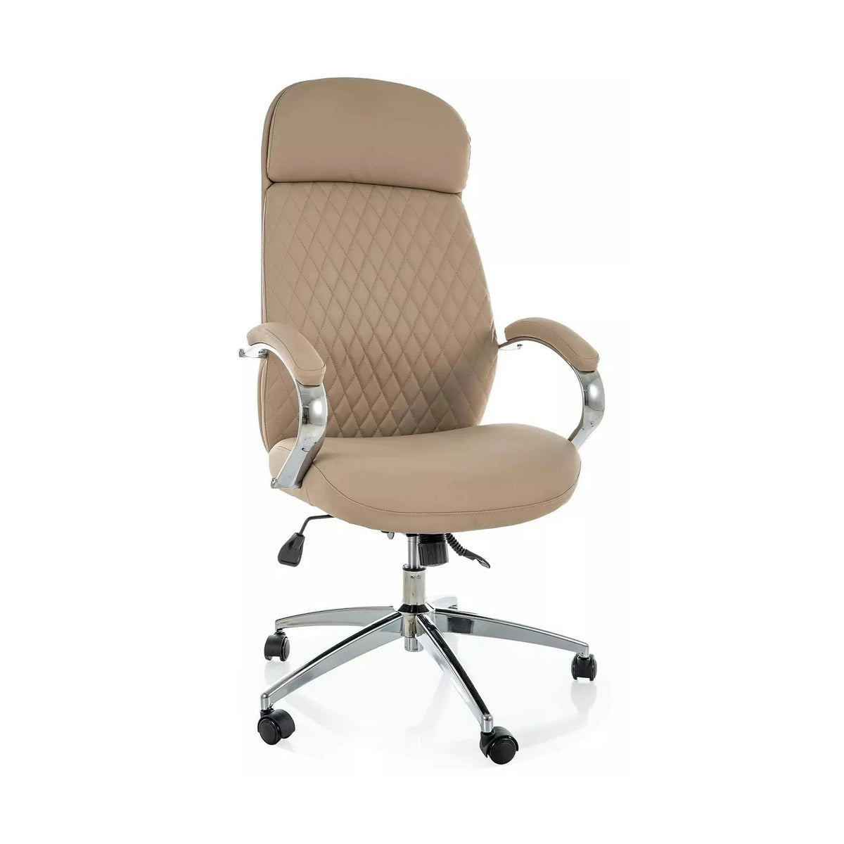 Scaun birou Q-09, bej, piele ecologică, 64x48x118 cm