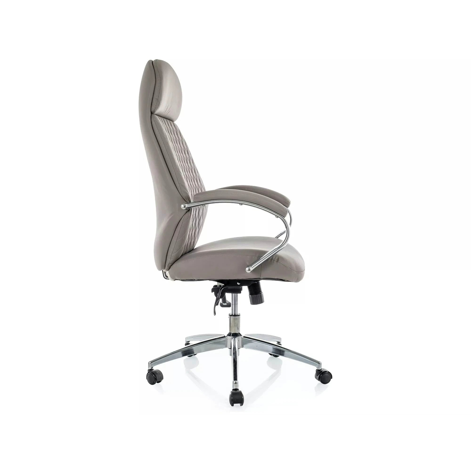 Scaun birou Q-09, gri, piele ecologică, 64x48x118 cm