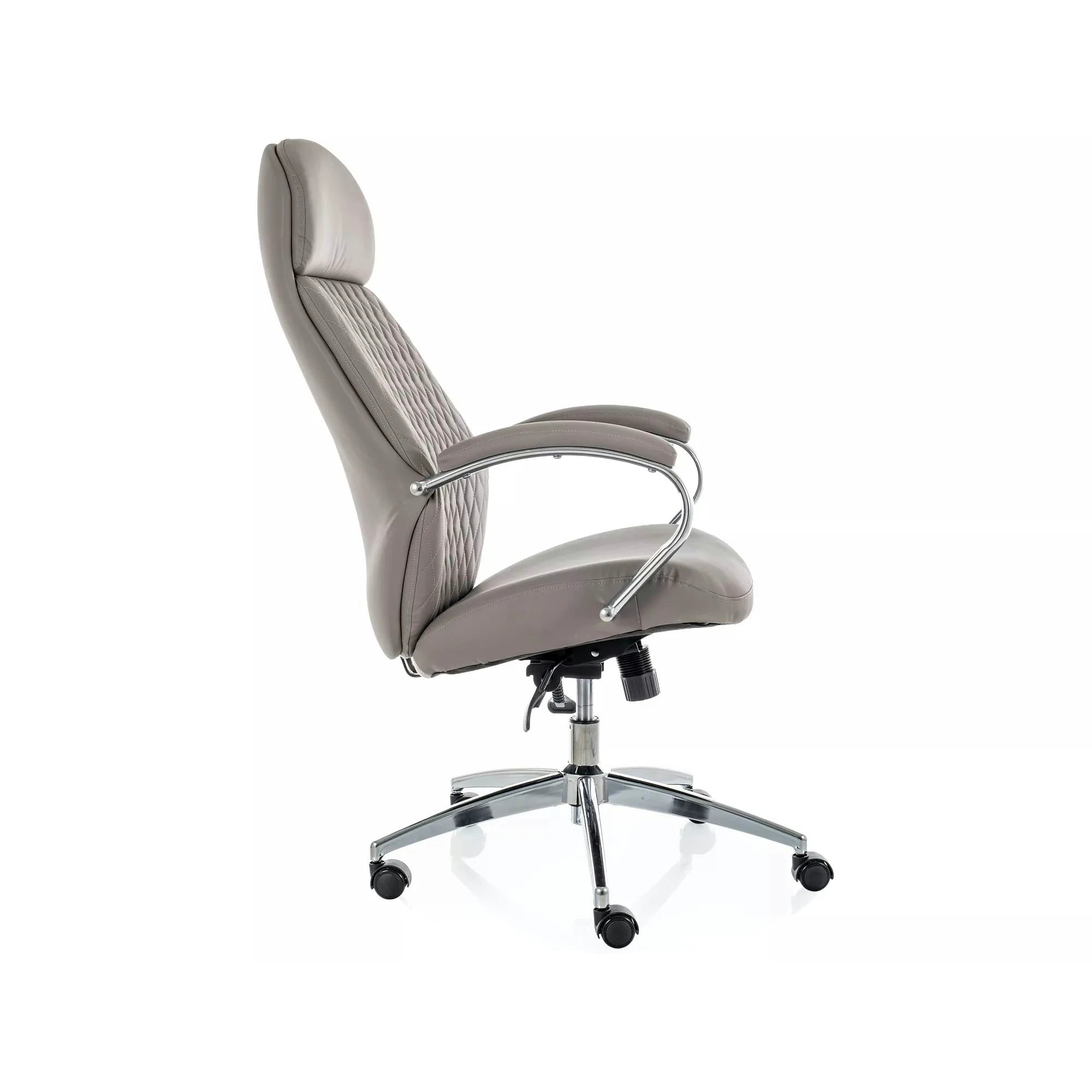 Scaun birou Q-09, gri, piele ecologică, 64x48x118 cm