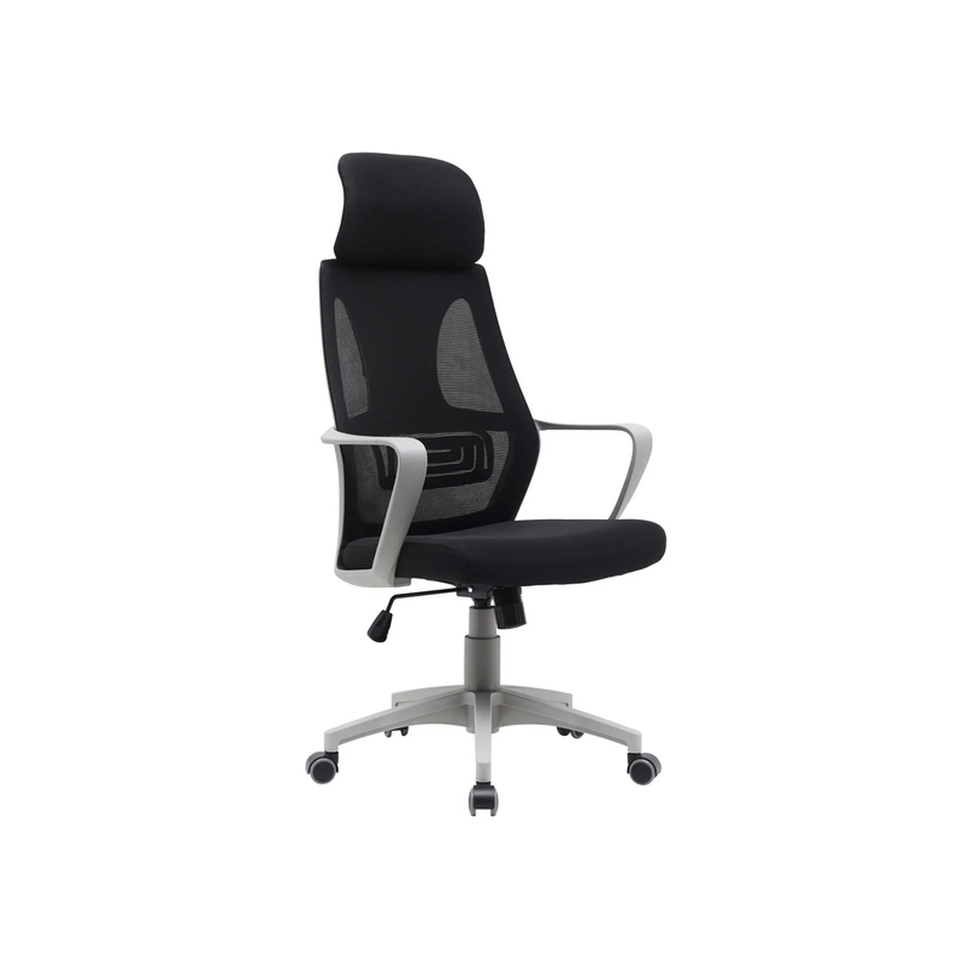 Scaun birou Q-095, negru/gri, stofa/plasa, 60x50x117/126 cm