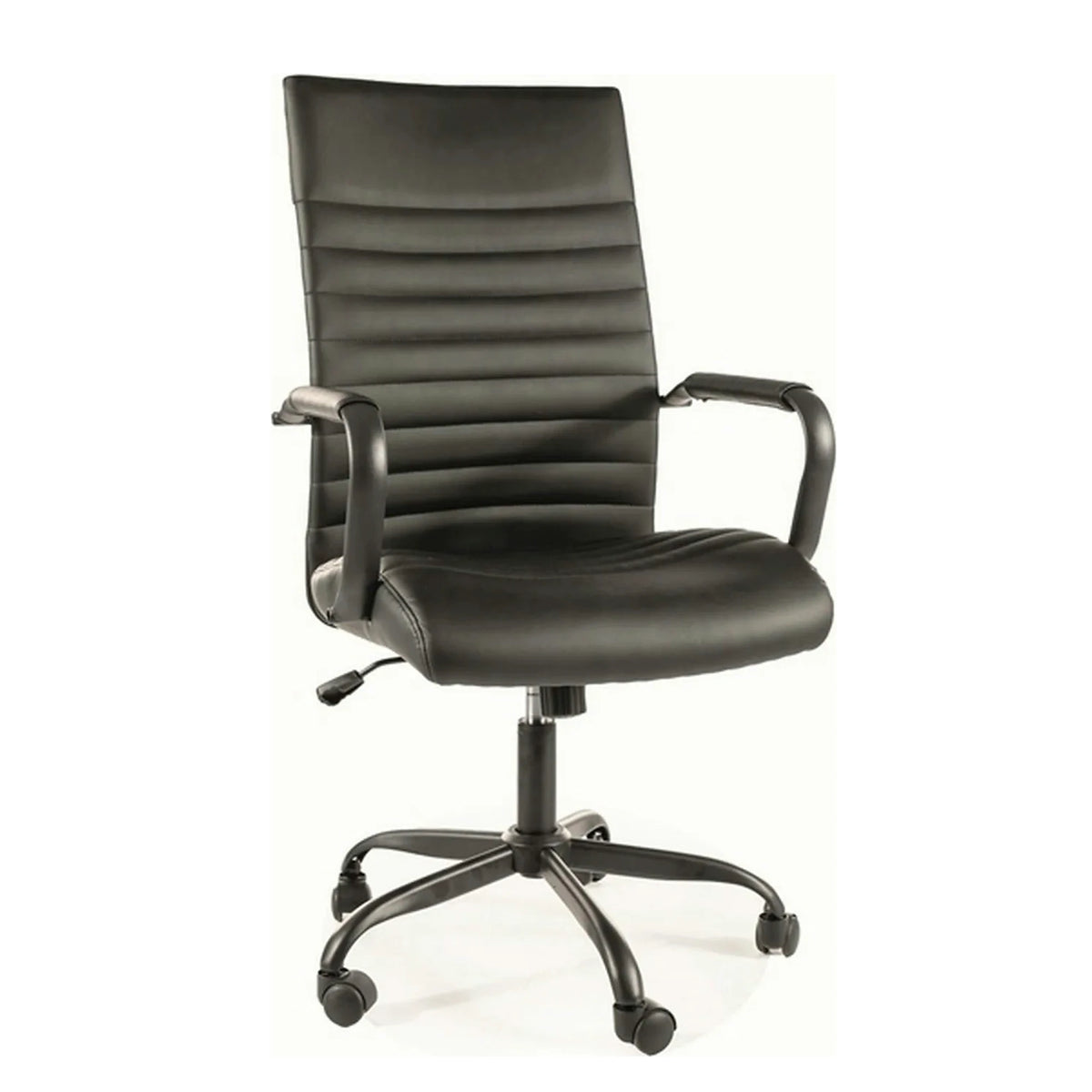 Scaun birou Q-306, negru, piele ecologica/metal, 58x51x106/116 cm