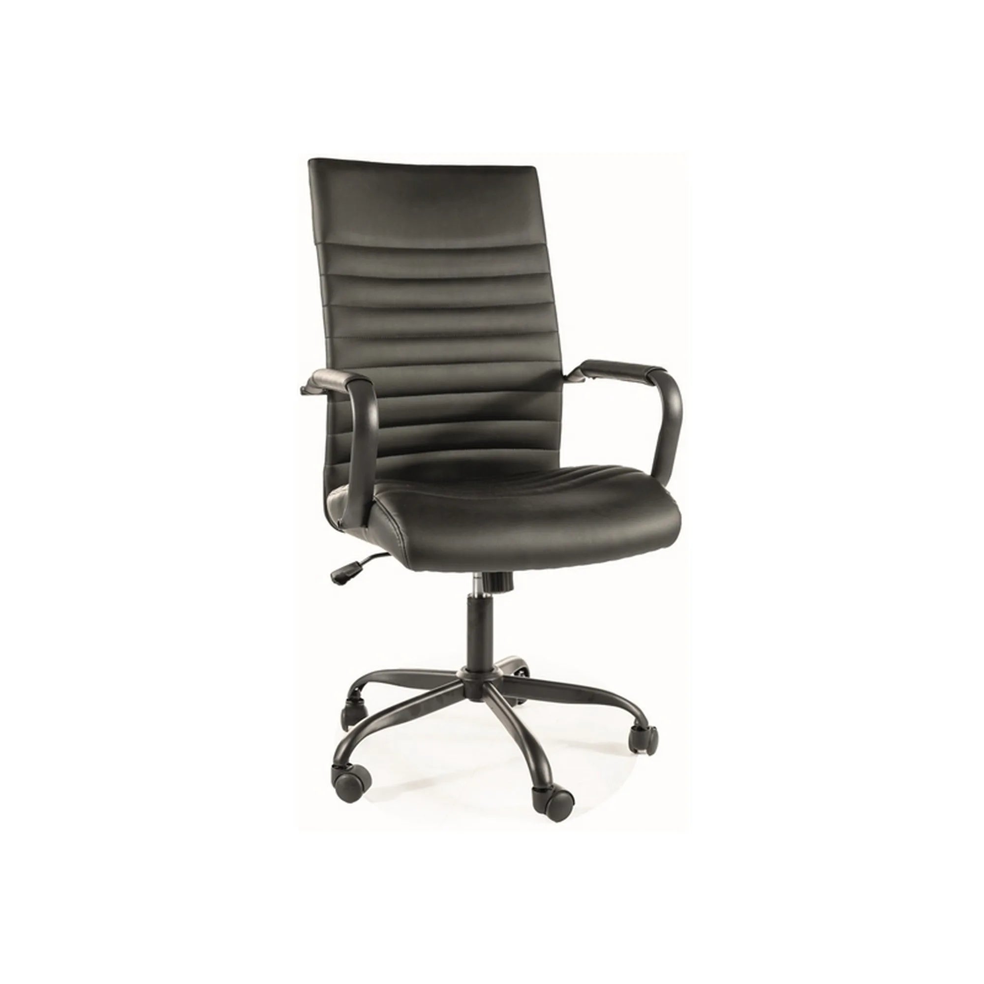 Scaun birou Q-306, negru, piele ecologica/metal, 58x51x106/116 cm