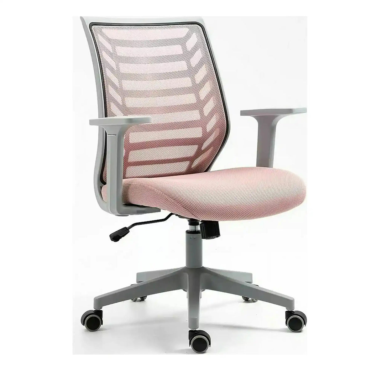 Scaun birou Q-320, roz/gri, stofa/plastic, 60x44x93/103 cm