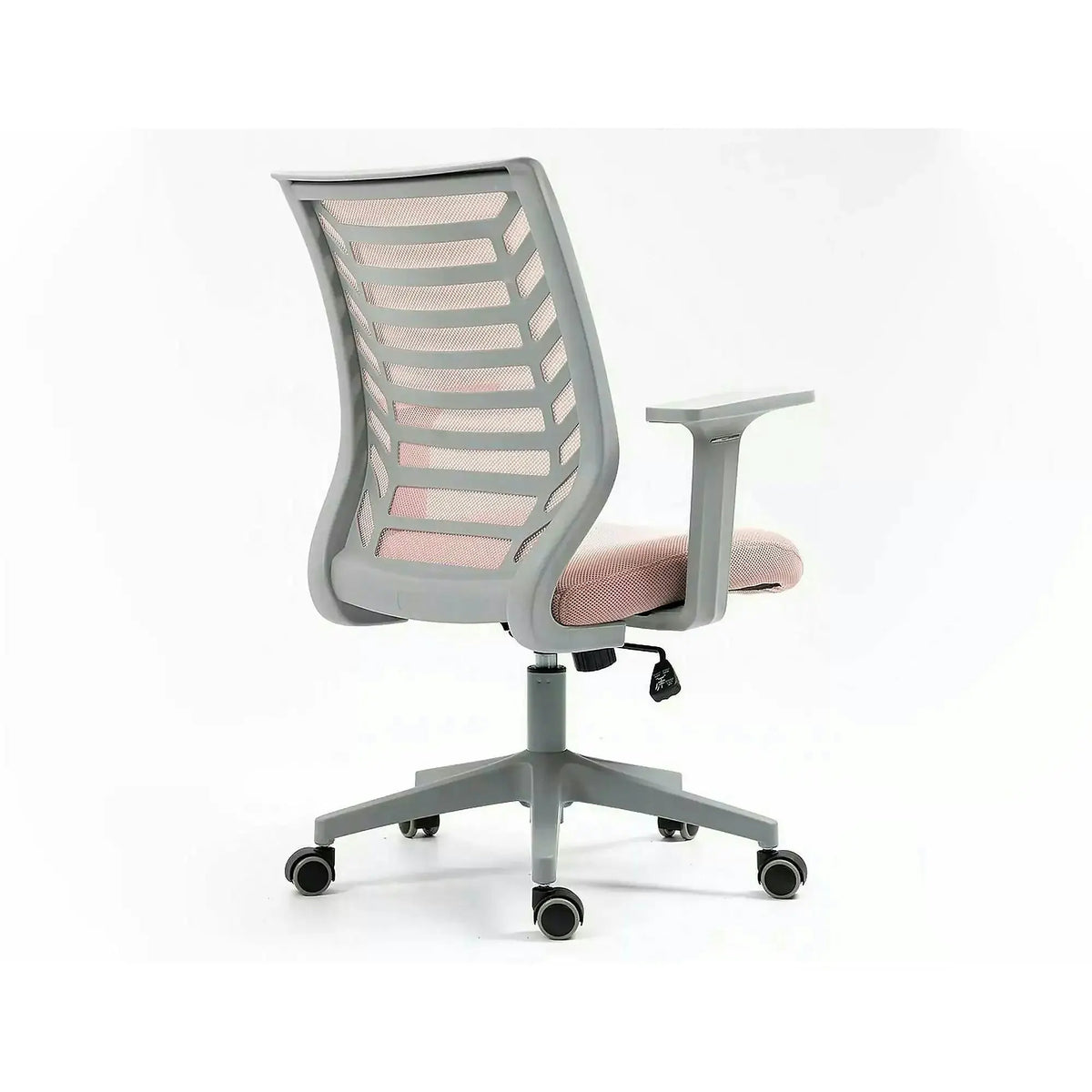 Scaun birou Q-320, roz/gri, stofa/plastic, 60x44x93/103 cm