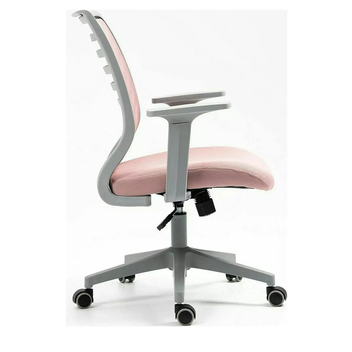 Scaun birou Q-320, roz/gri, stofa/plastic, 60x44x93/103 cm