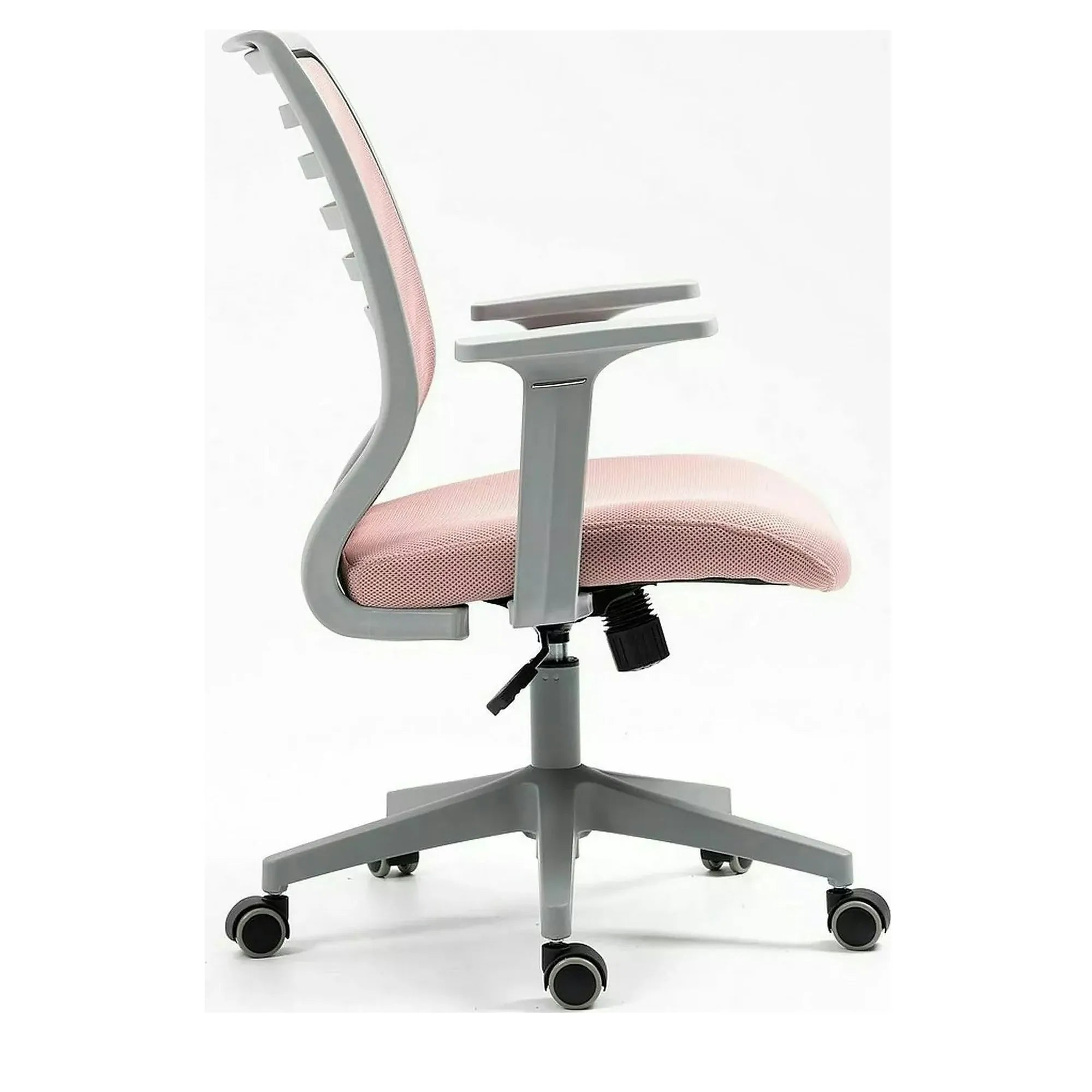 Scaun birou Q-320, roz/gri, stofa/plastic, 60x44x93/103 cm