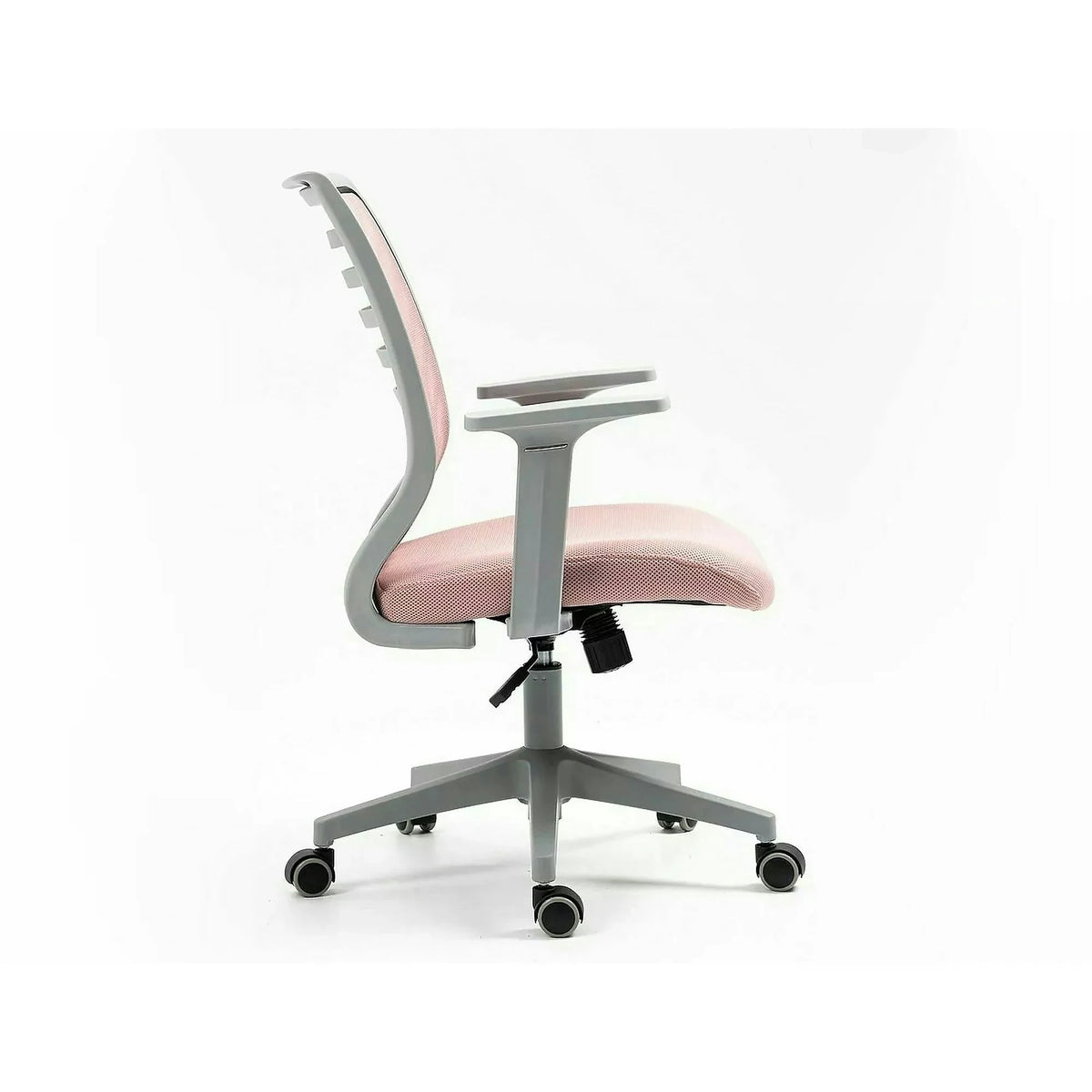 Scaun birou Q-320, roz/gri, stofa/plastic, 60x44x93/103 cm