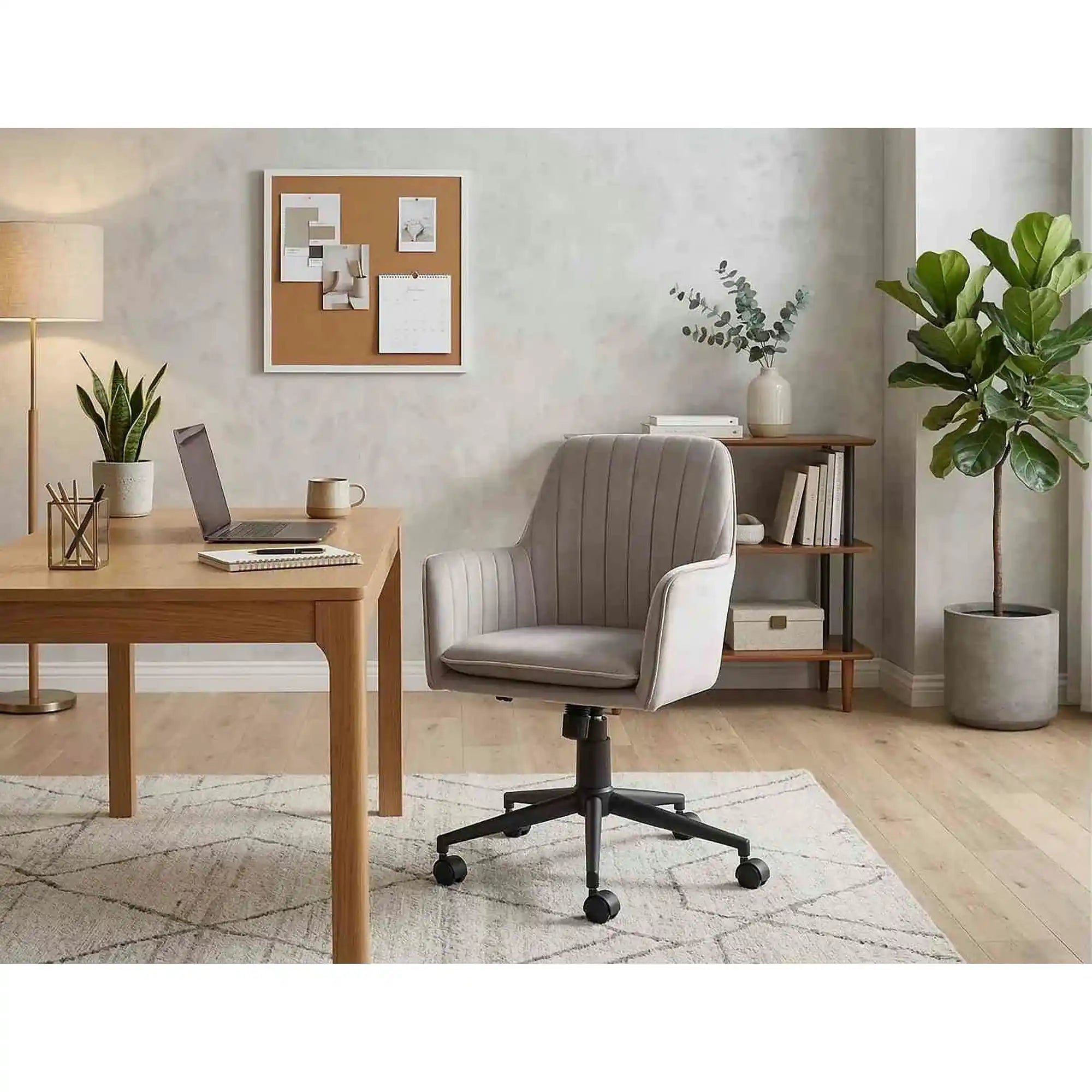 Scaun birou Q-886, bej inchis - Bluvel 40/negru, stofa catifelata/metal, 58x44x83/91 cm
