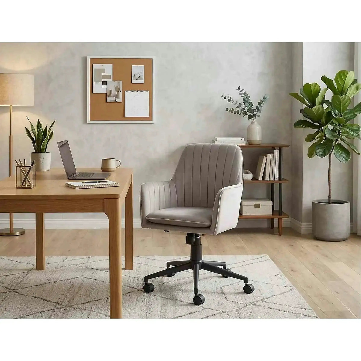 Scaun birou Q-886, bej inchis - Bluvel 40/negru, stofa catifelata/metal, 58x44x83/91 cm