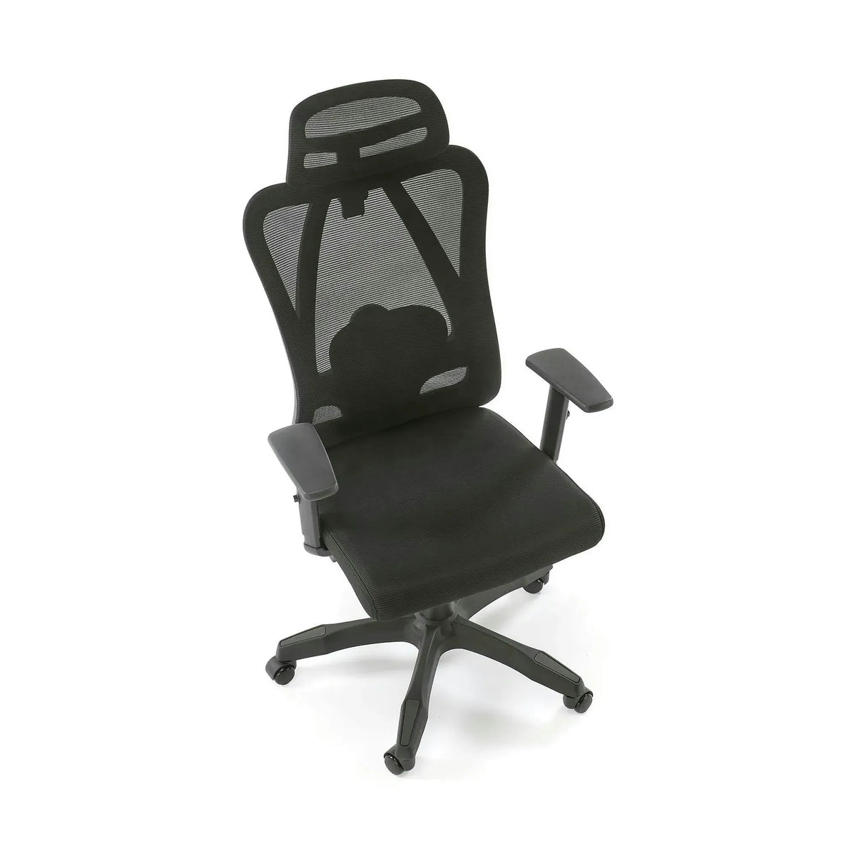 Scaun birou RAMOS, negru, panza/plasa, 65x60x121/129 cm