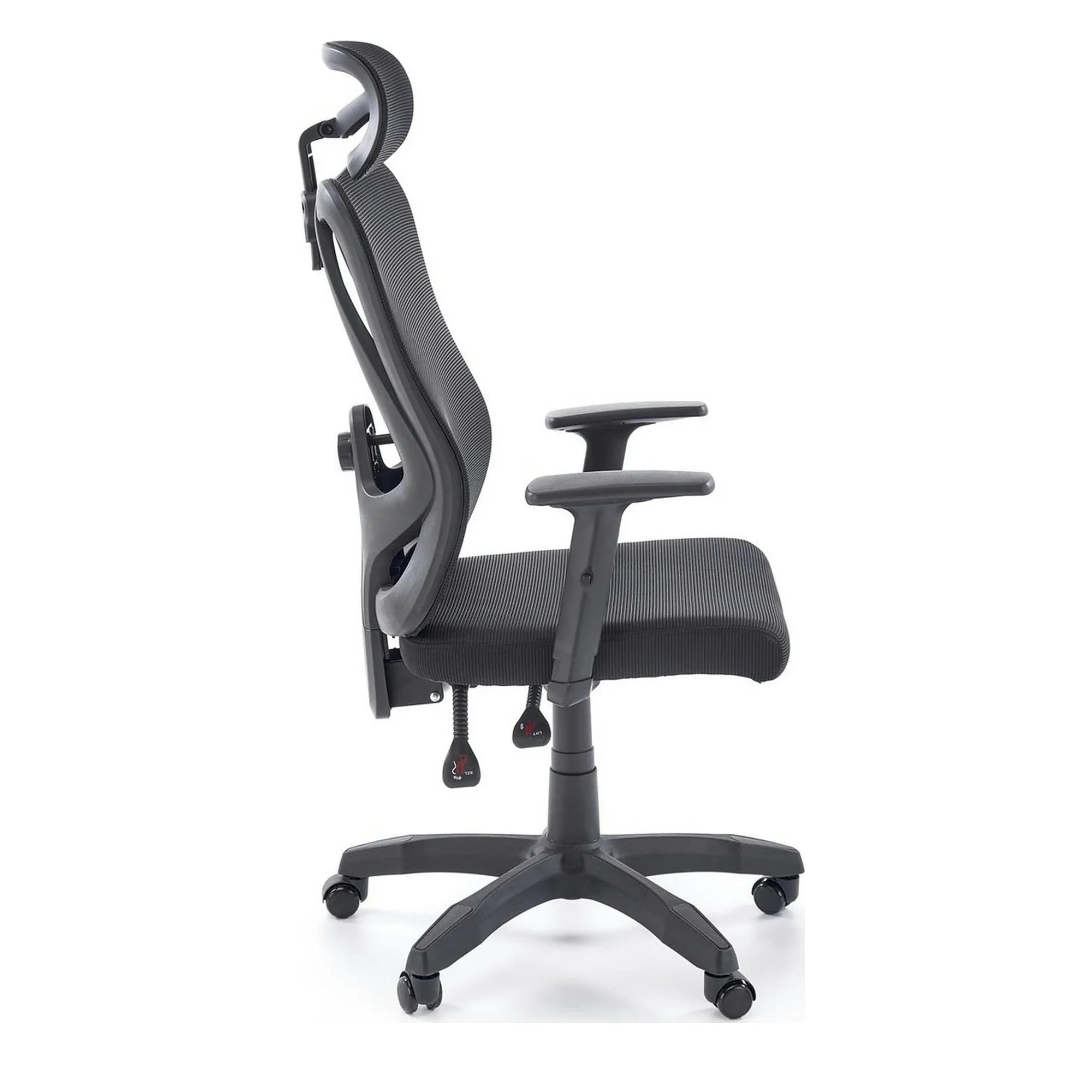 Scaun birou RAMOS, negru, panza/plasa, 65x60x121/129 cm