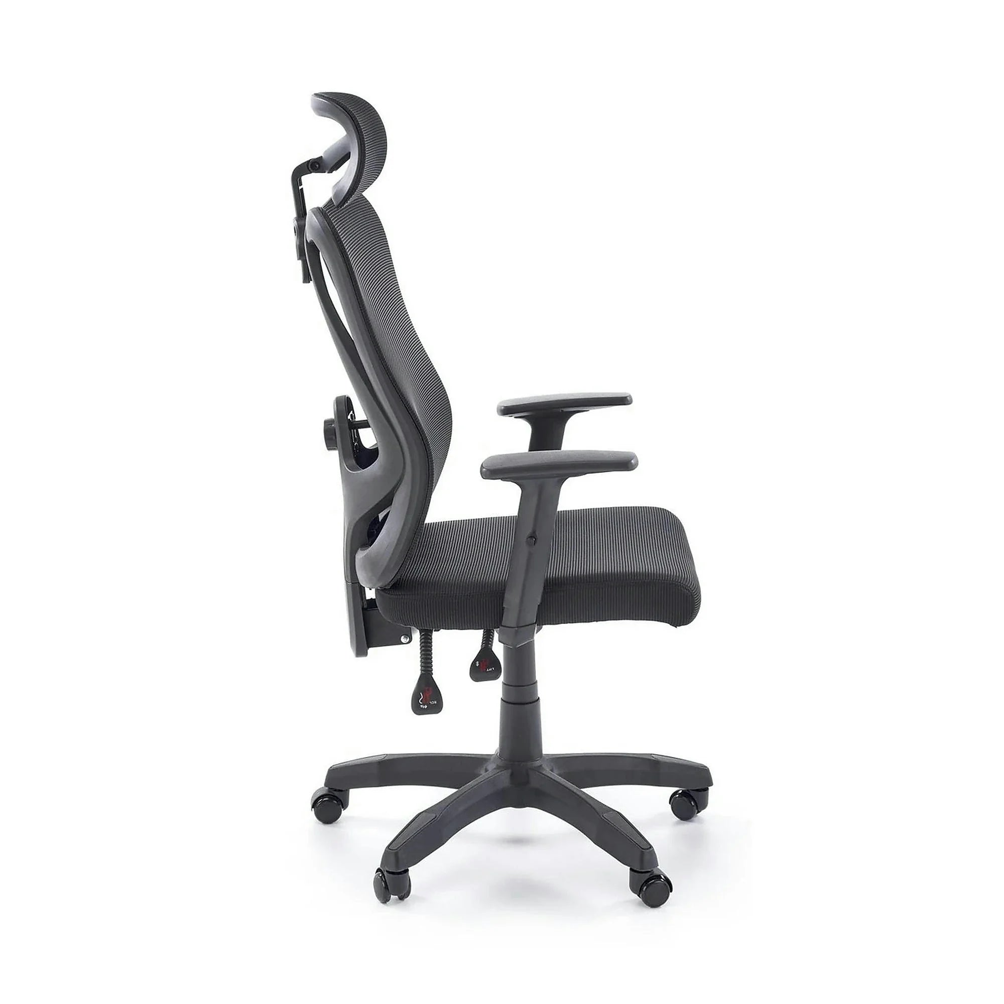Scaun birou RAMOS, negru, panza/plasa, 65x60x121/129 cm