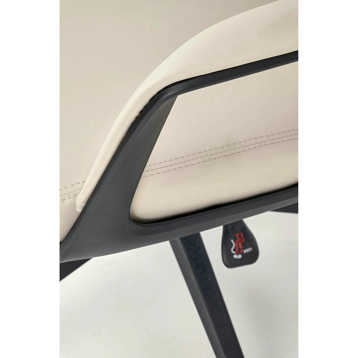 Scaun birou RAZOR, bej/negru, piele ecologica, 66x73x116-124 cm