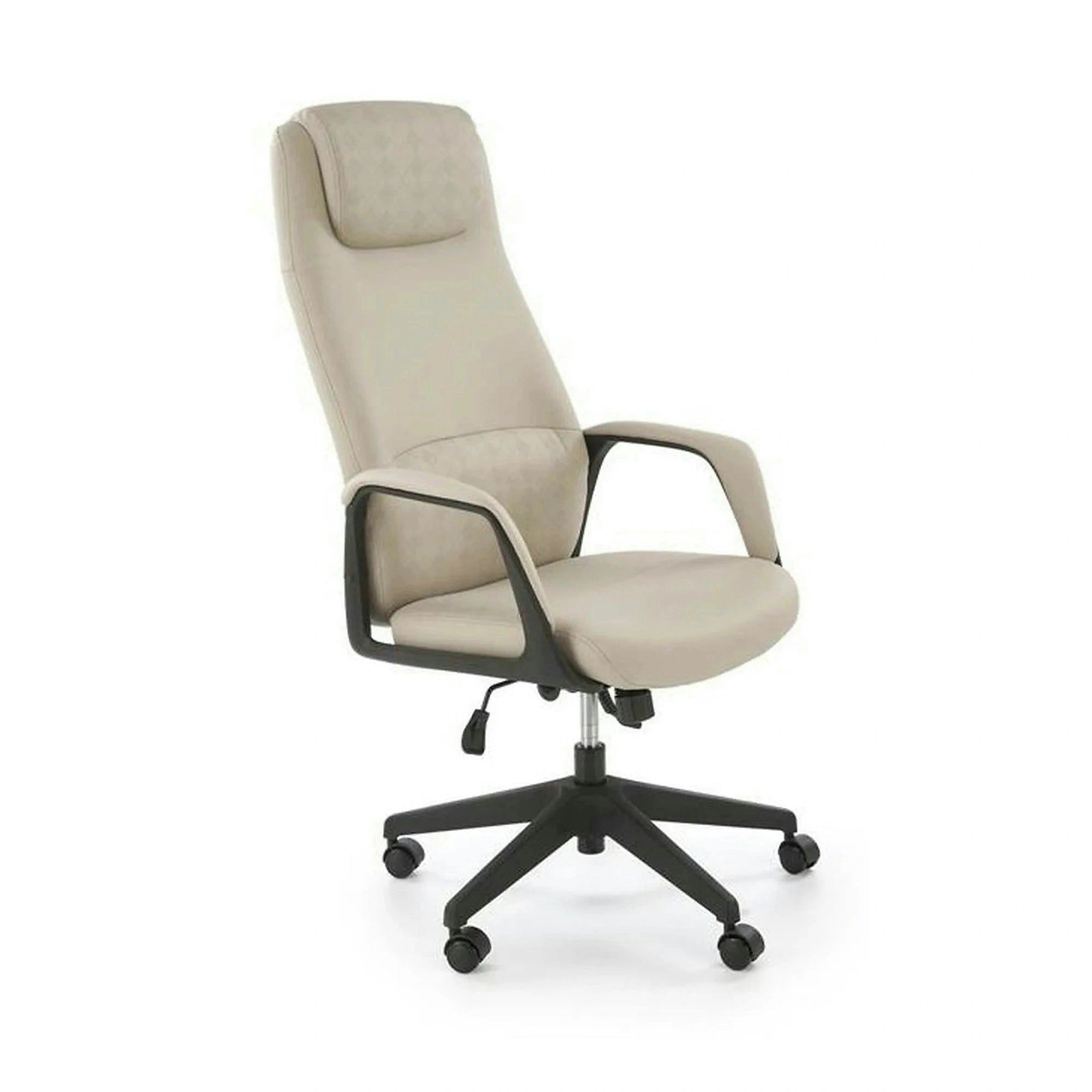 Scaun birou RAZOR, bej/negru, piele ecologica, 66x73x116-124 cm
