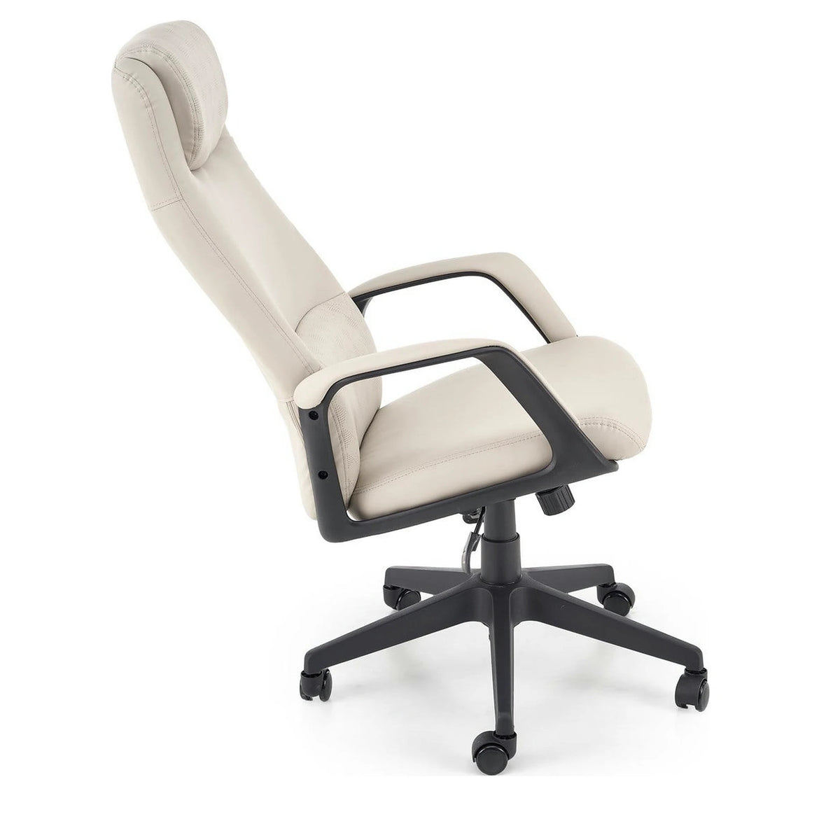 Scaun birou RAZOR, bej/negru, piele ecologica, 66x73x116-124 cm