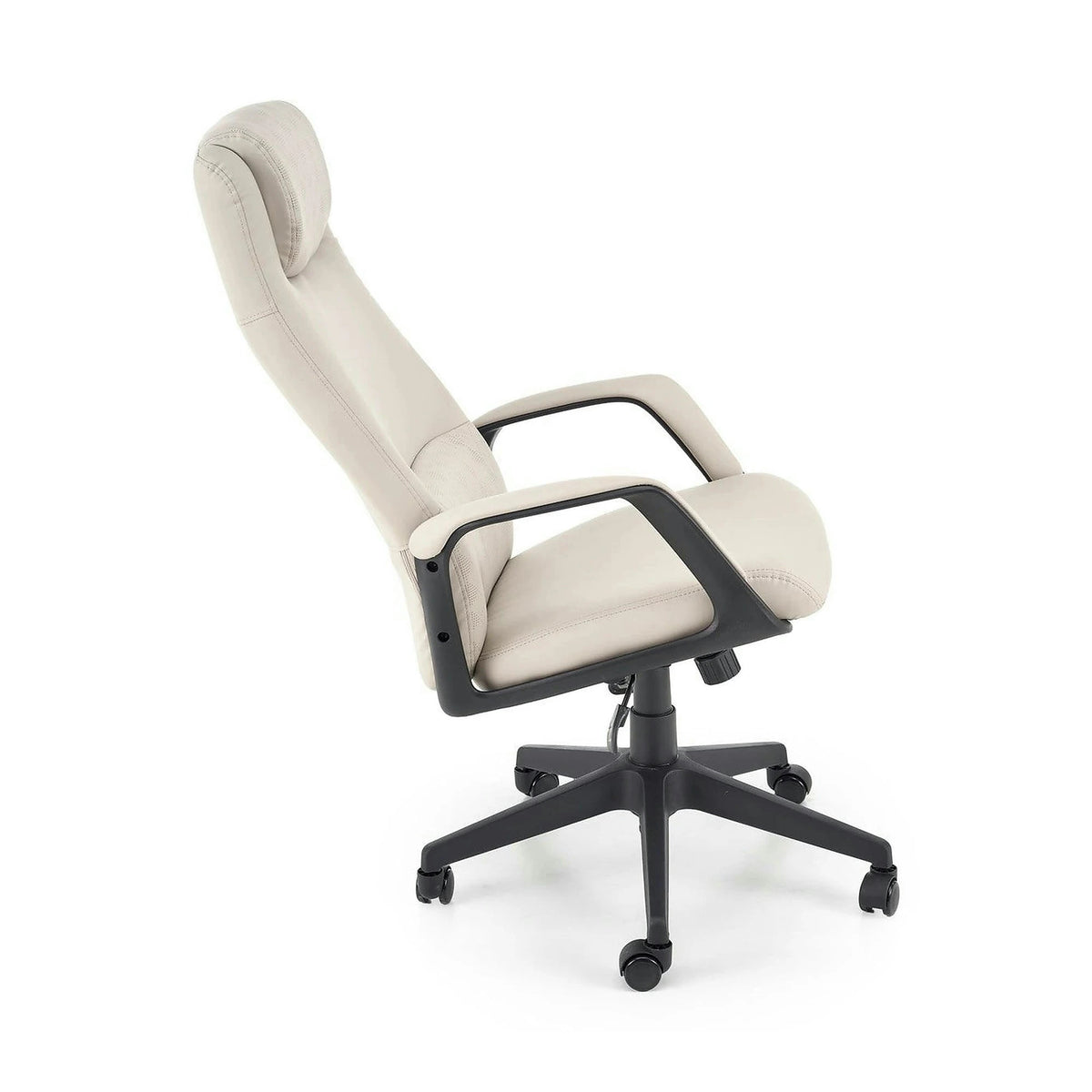 Scaun birou RAZOR, bej/negru, piele ecologica, 66x73x116-124 cm