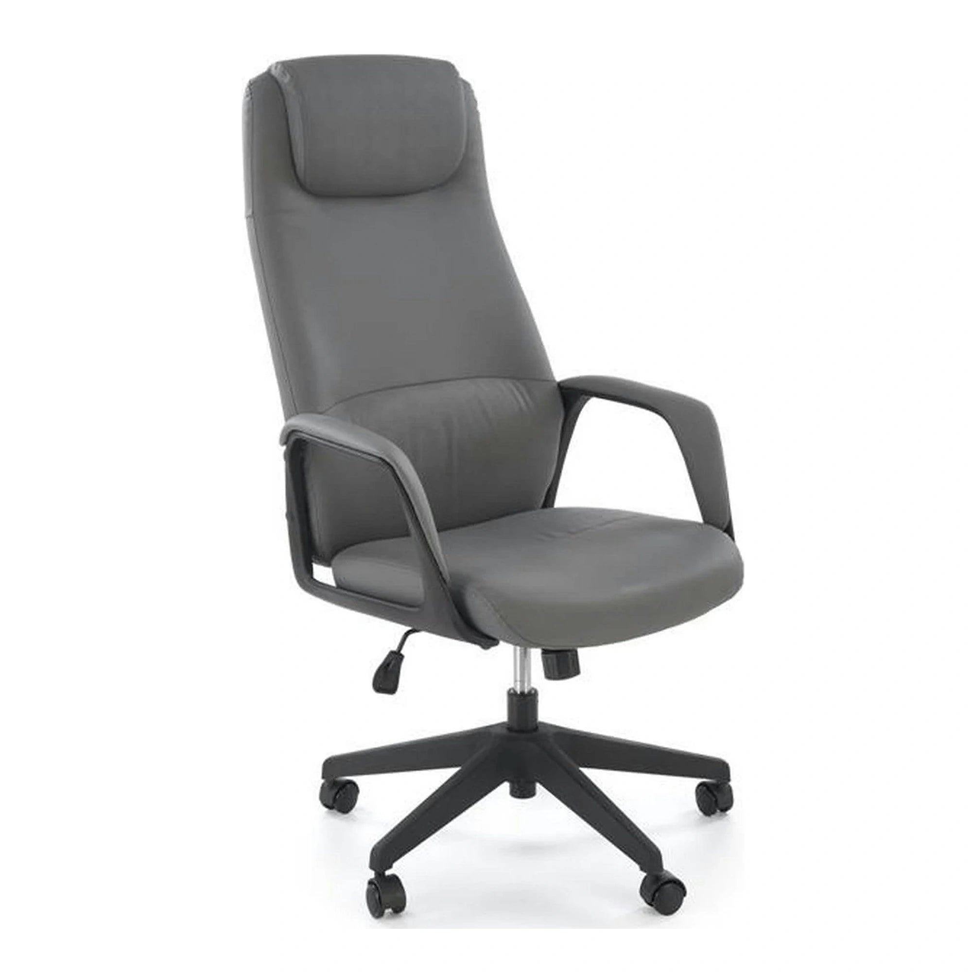 Scaun birou RAZOR, gri/negru, piele ecologica, 66x73x116-124 cm