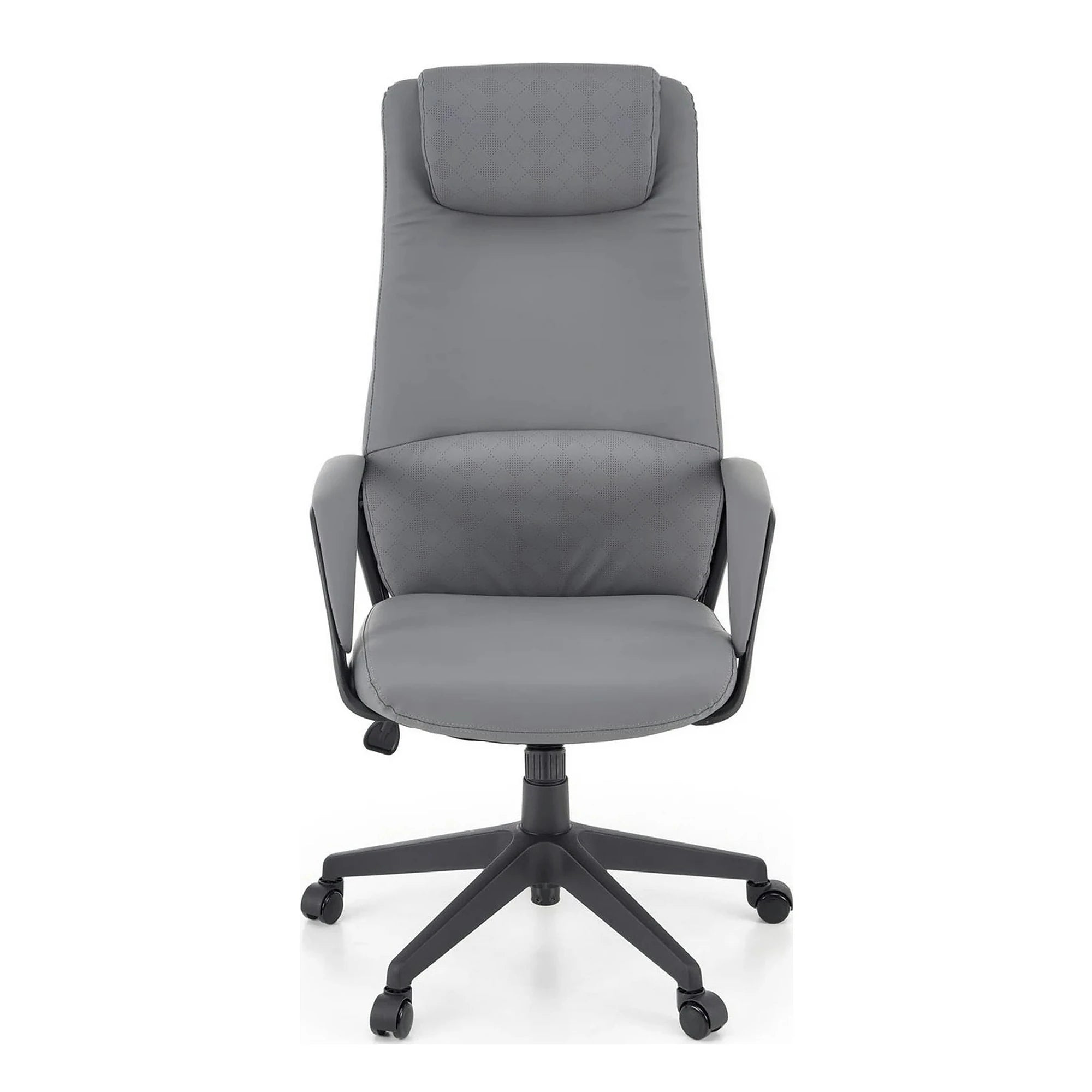 Scaun birou RAZOR, gri/negru, piele ecologica, 66x73x116-124 cm