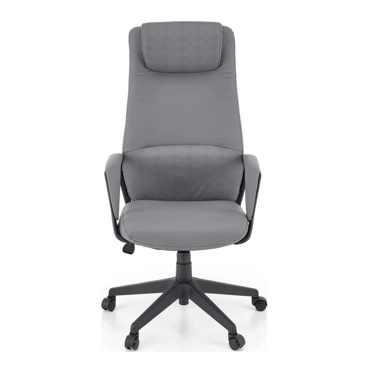 Scaun birou RAZOR, gri/negru, piele ecologica, 66x73x116-124 cm